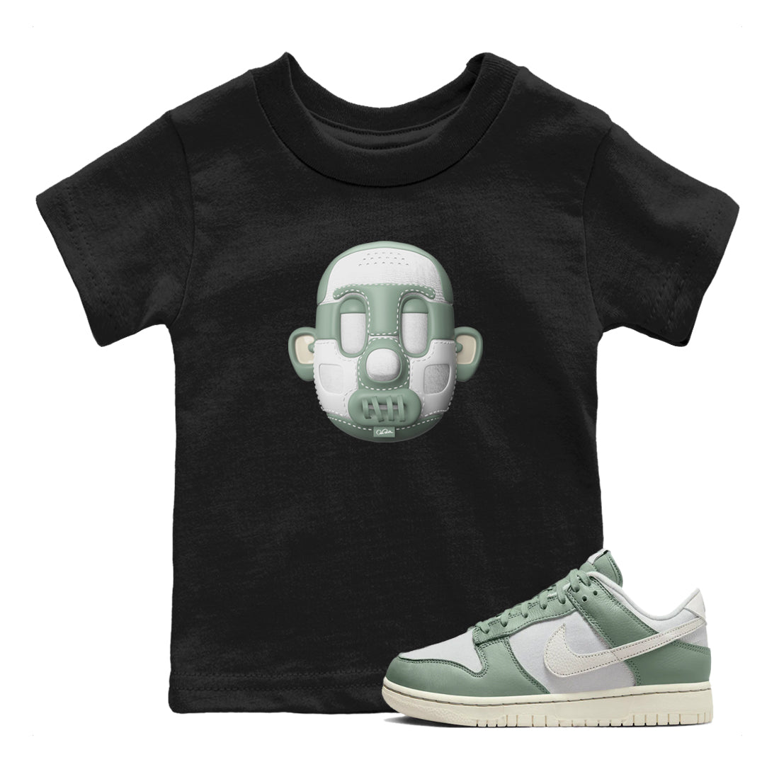 Dunk Mica Green Sneaker Match Tees Shoe Head Sneaker Tees Dunk Low Mica Green Sneaker Release Tees Kids Shirts Black 1