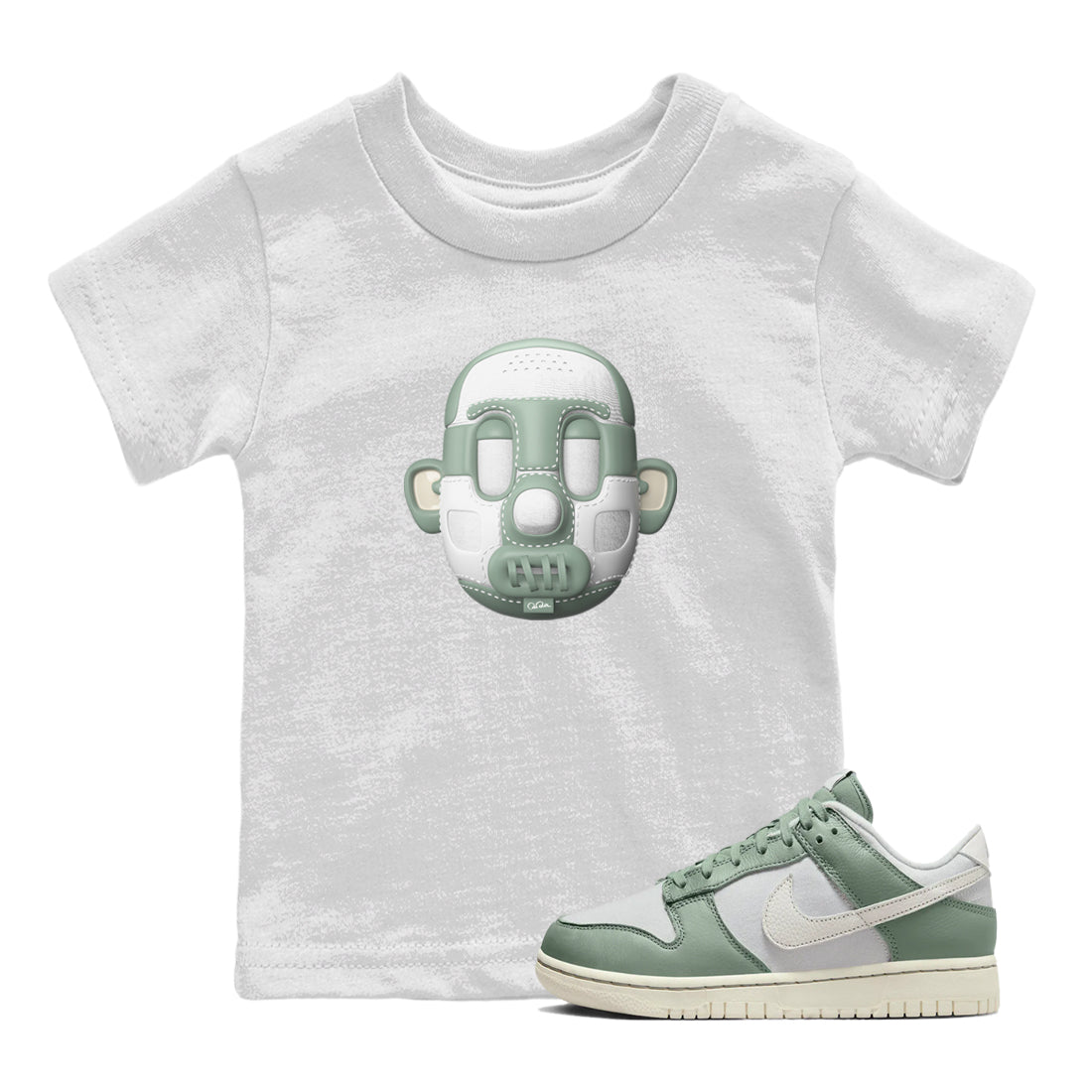 Dunk Mica Green Sneaker Match Tees Shoe Head Sneaker Tees Dunk Low Mica Green Sneaker Release Tees Kids Shirts White 1