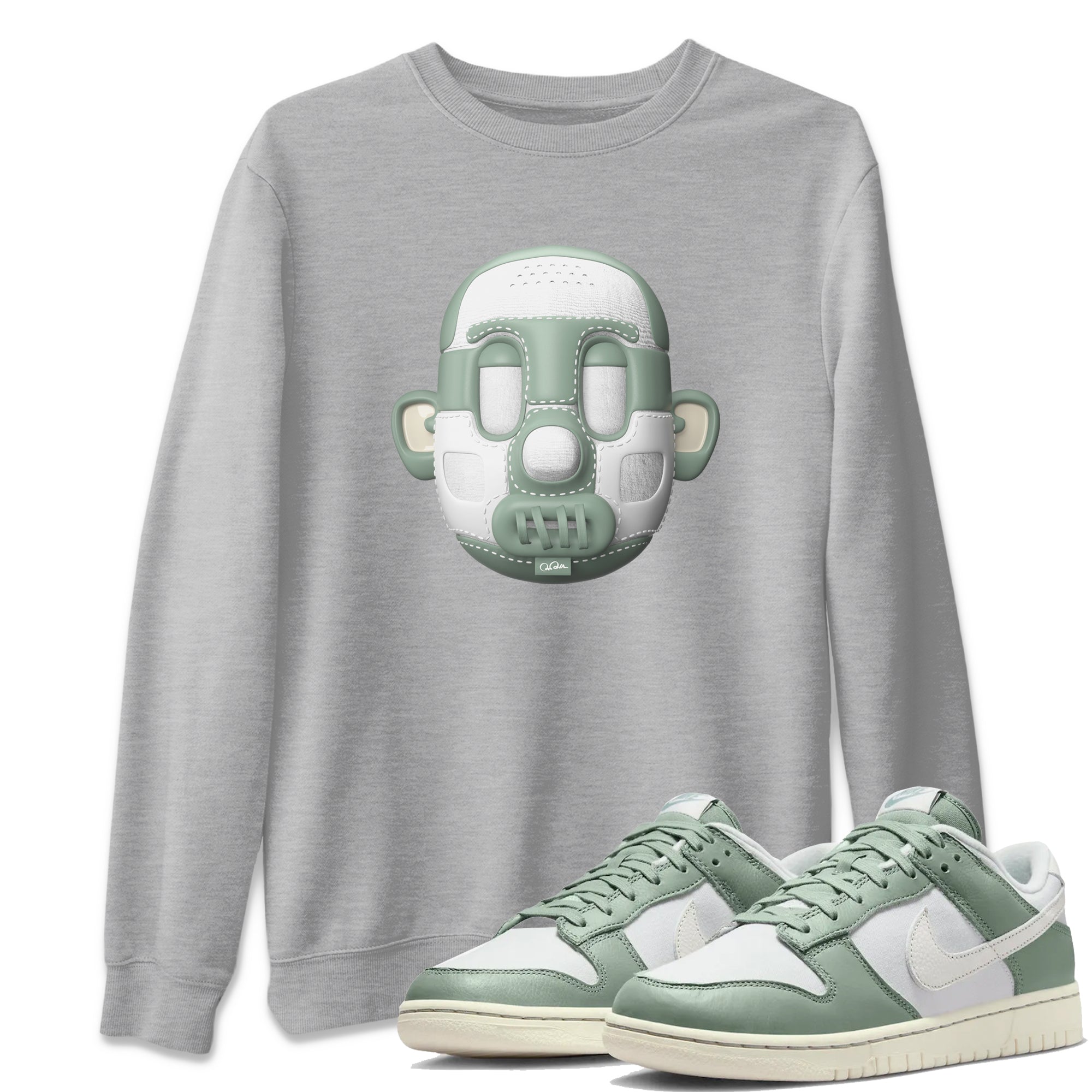 Dunk Mica Green Sneaker Match Tees Shoe Head Sneaker Tees Dunk Low Mica Green Sneaker Release Tees Unisex Shirts Heather Grey 1