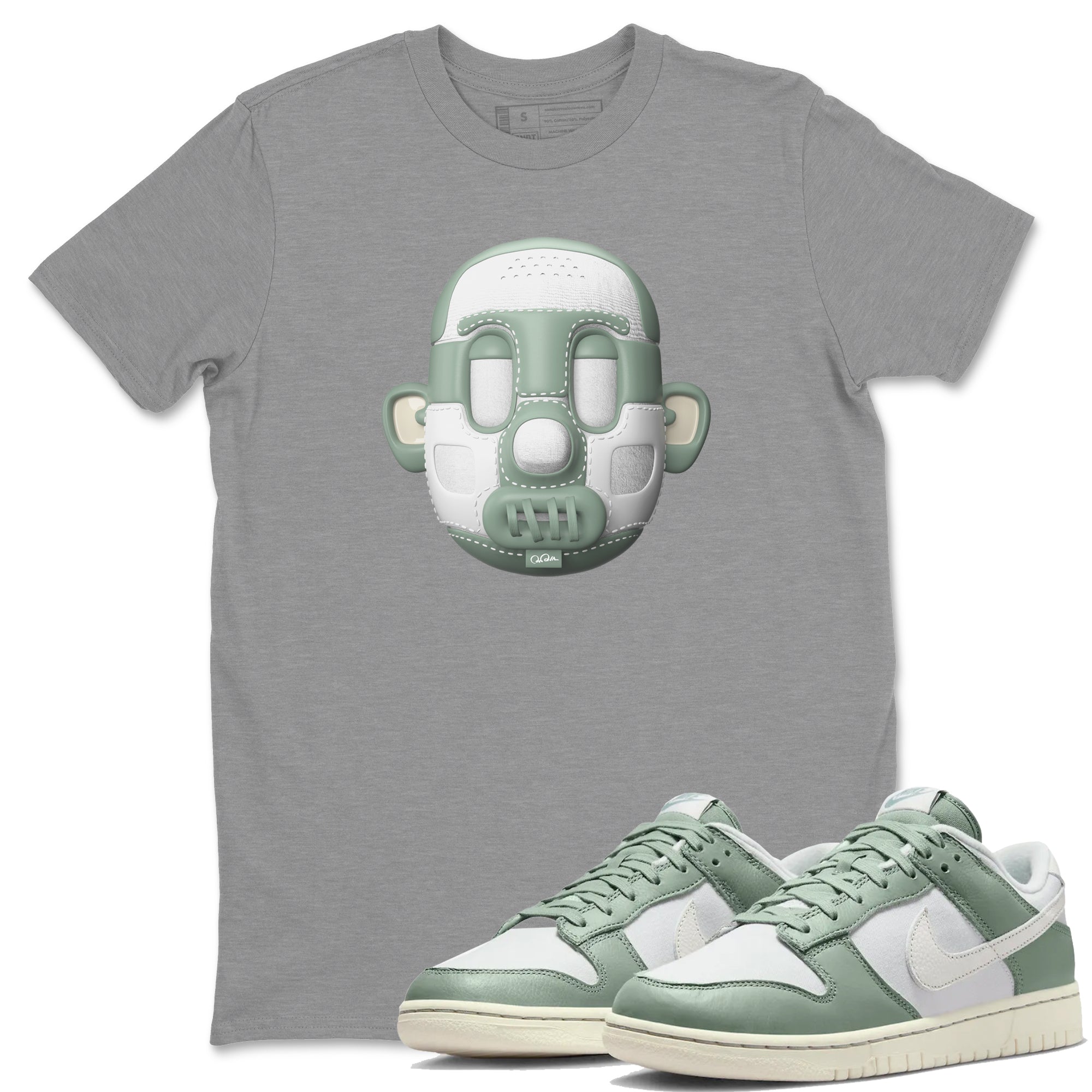 Dunk Mica Green Sneaker Match Tees Shoe Head Sneaker Tees Dunk Low Mica Green Sneaker Release Tees Unisex Shirts Heather Grey 1