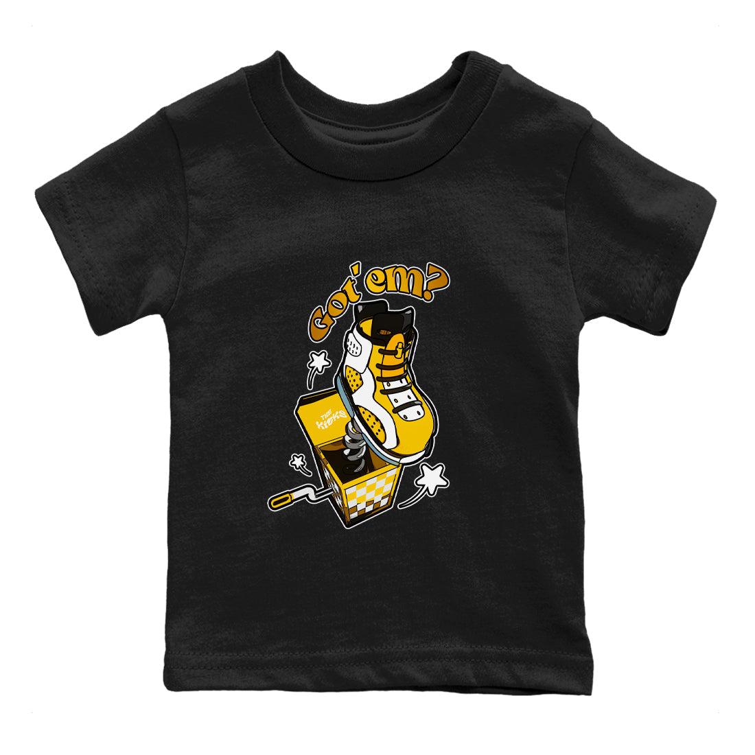 Air Jordan 6 Yellow Ochre shirt to match jordans Shoe In The Box sneaker tees streetwear brand AJ6 Yellow Ochre Drip Gear Zone Brand Baby Toddler Black 2 T-Shirt