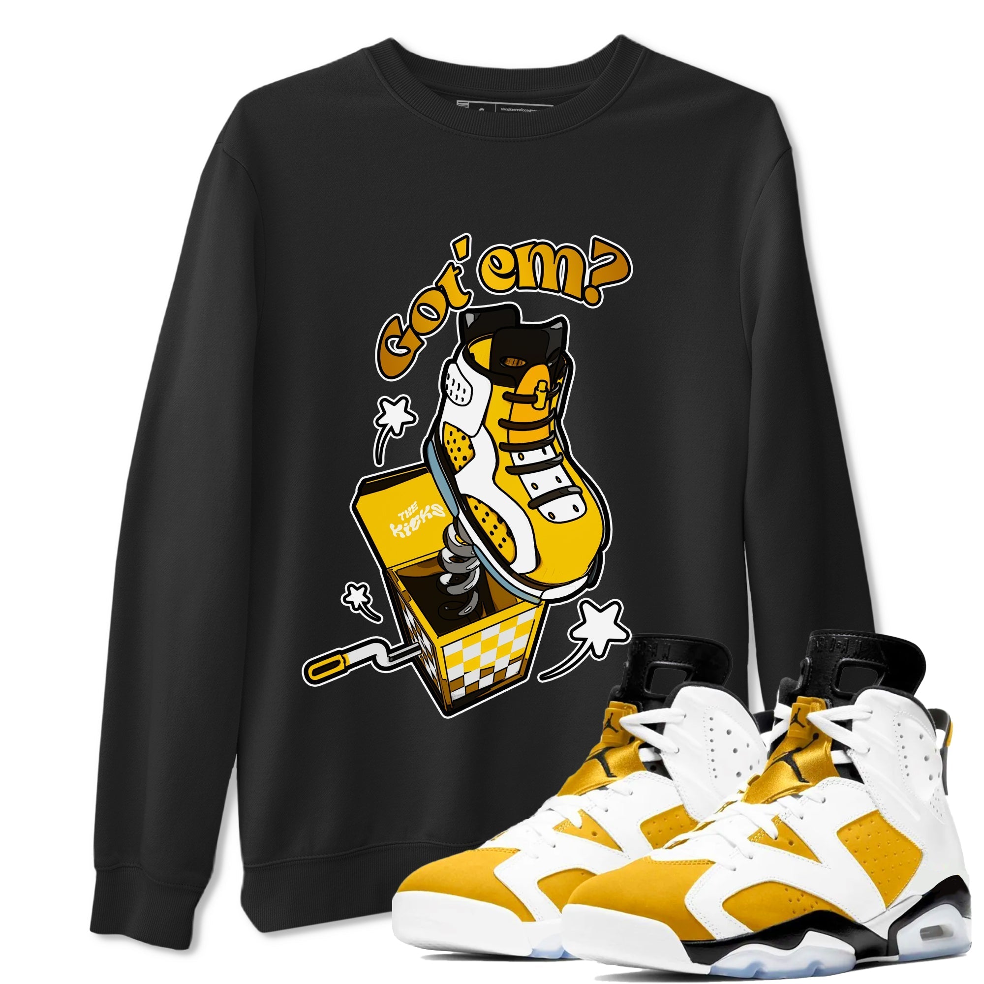Air Jordan 6 Yellow Ochre shirt to match jordans Shoe In The Box sneaker tees streetwear brand AJ6 Yellow Ochre Drip Gear Zone Brand Unisex Black 1 T-Shirt