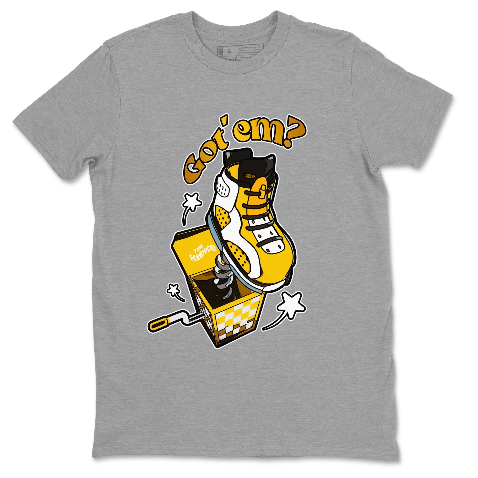 Air Jordan 6 Yellow Ochre shirt to match jordans Shoe In The Box sneaker tees streetwear brand AJ6 Yellow Ochre Drip Gear Zone Brand Unisex Heather Grey 2 T-Shirt