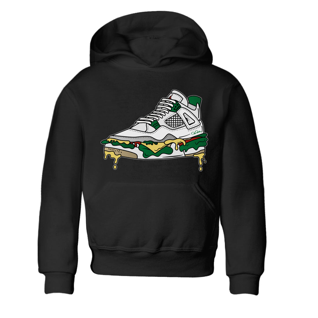 Air Jordan 4 Pine Green Sneaker Match Tees Shoe Sandwich Streetwear Sneaker Shirt AJ4 Pine Green Sneaker Release Tees Kids Shirts Black 2