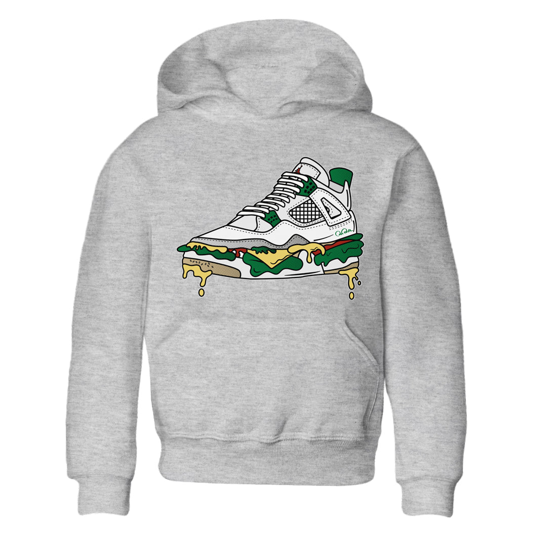 Air Jordan 4 Pine Green Sneaker Match Tees Shoe Sandwich Streetwear Sneaker Shirt AJ4 Pine Green Sneaker Release Tees Kids Shirts Heather Grey 2