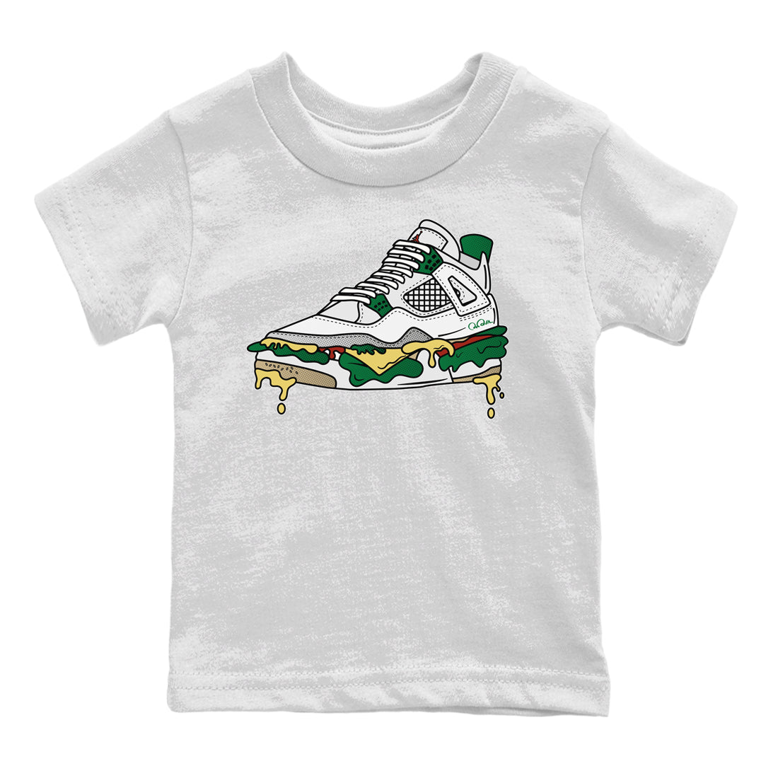 Air Jordan 4 Pine Green Sneaker Match Tees Shoe Sandwich Streetwear Sneaker Shirt AJ4 Pine Green Sneaker Release Tees Kids Shirts White 2