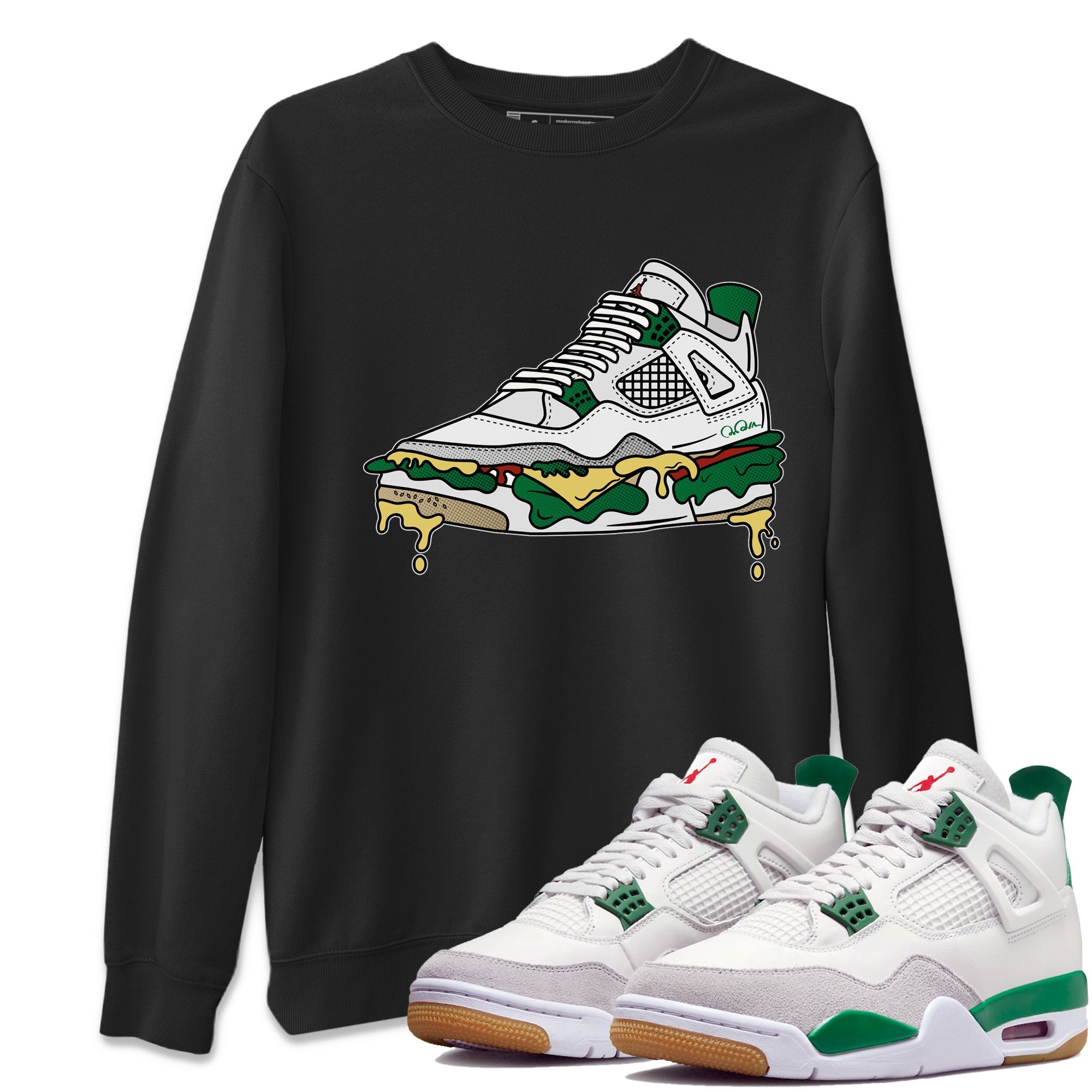 Air Jordan 4 Pine Green Sneaker Match Tees Shoe Sandwich Streetwear Sneaker Shirt AJ4 Pine Green Sneaker Release Tees Unisex Shirts Black 1