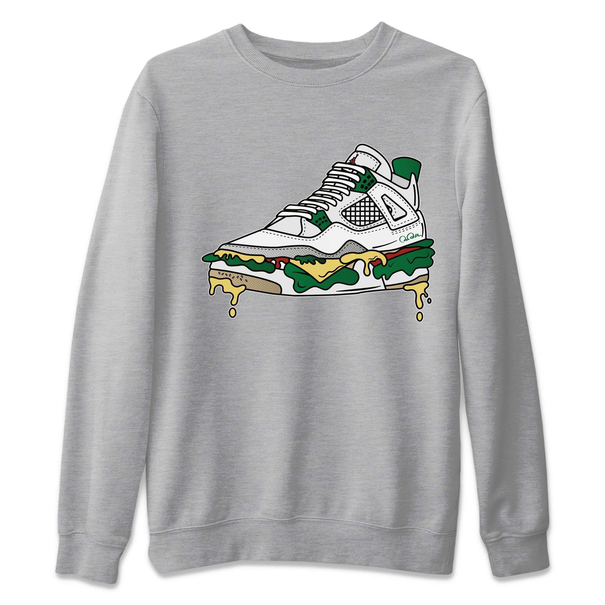Air Jordan 4 Pine Green Sneaker Match Tees Shoe Sandwich Streetwear Sneaker Shirt AJ4 Pine Green Sneaker Release Tees Unisex Shirts Heather Grey 2