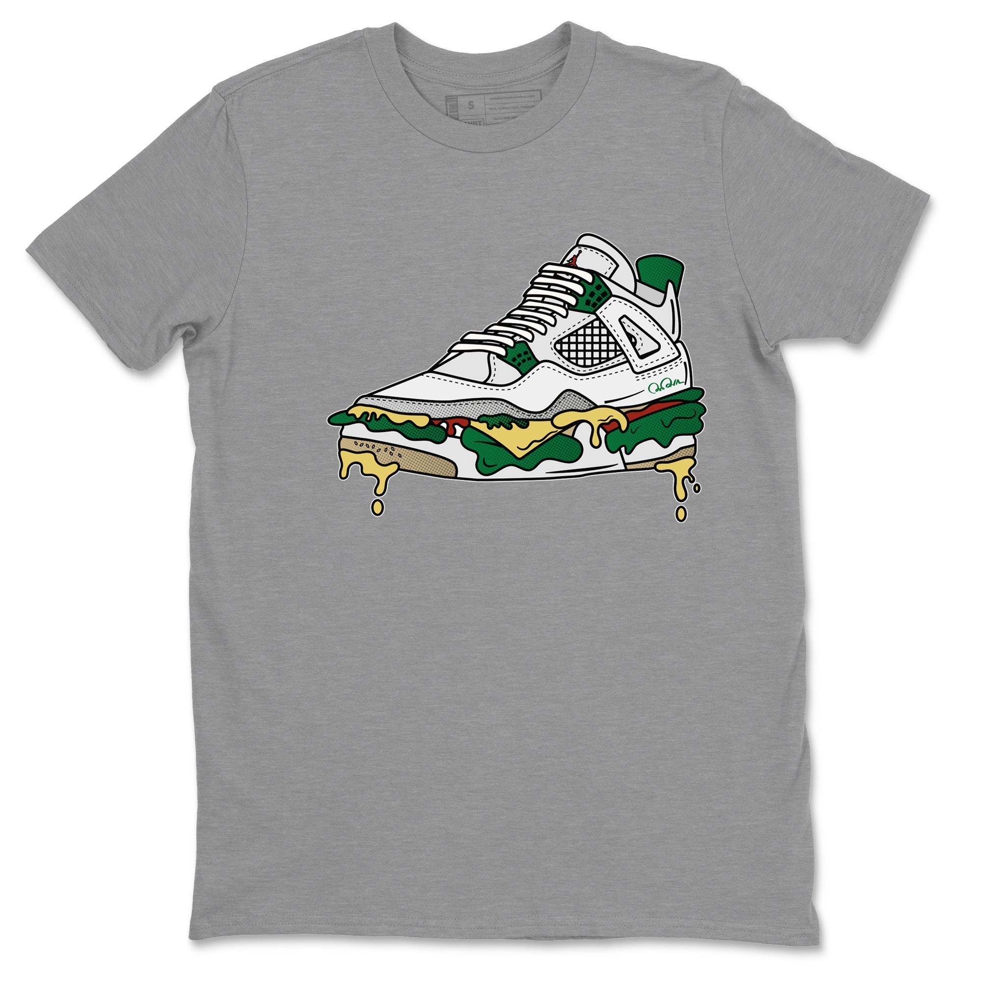 Air Jordan 4 Pine Green Sneaker Match Tees Shoe Sandwich Streetwear Sneaker Shirt AJ4 Pine Green Sneaker Release Tees Unisex Shirts Heather Grey 2