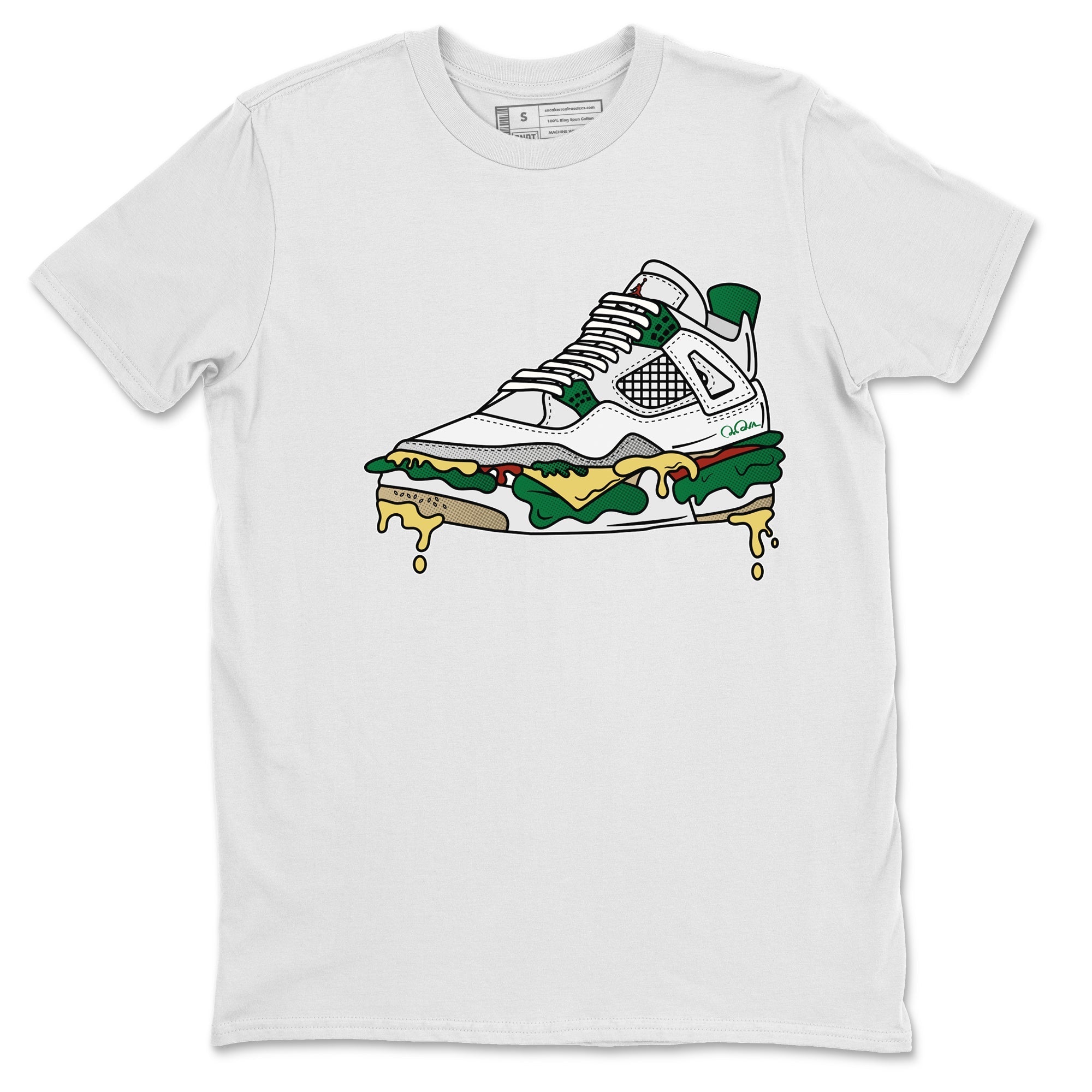 Air Jordan 4 Pine Green Sneaker Match Tees Shoe Sandwich Streetwear Sneaker Shirt AJ4 Pine Green Sneaker Release Tees Unisex Shirts White 2