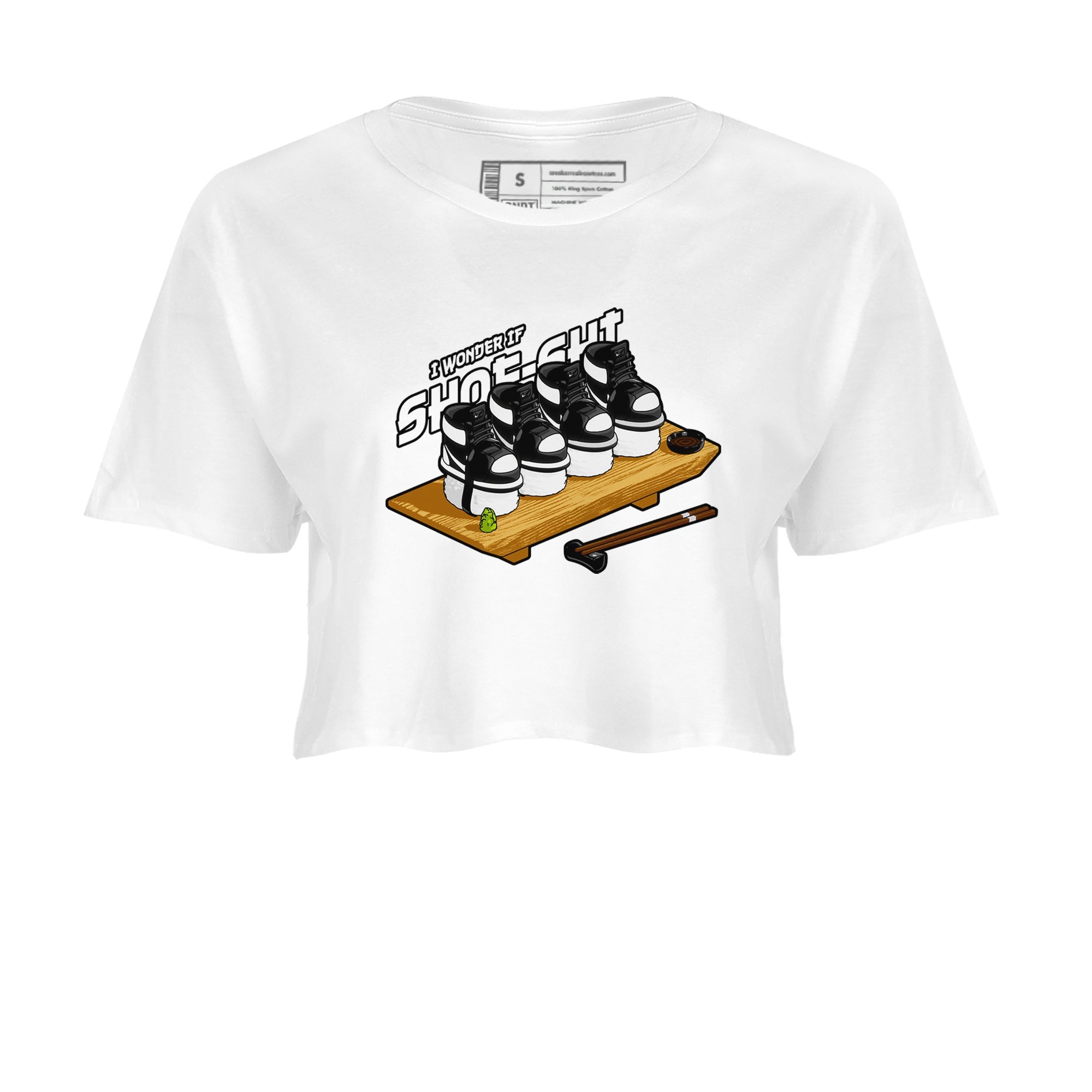 1s Black White shirt to match jordans Shoe-Shi sneaker tees Air Jordan 1 High OG Black White Drip Gear Zone White 2 crop length shirt