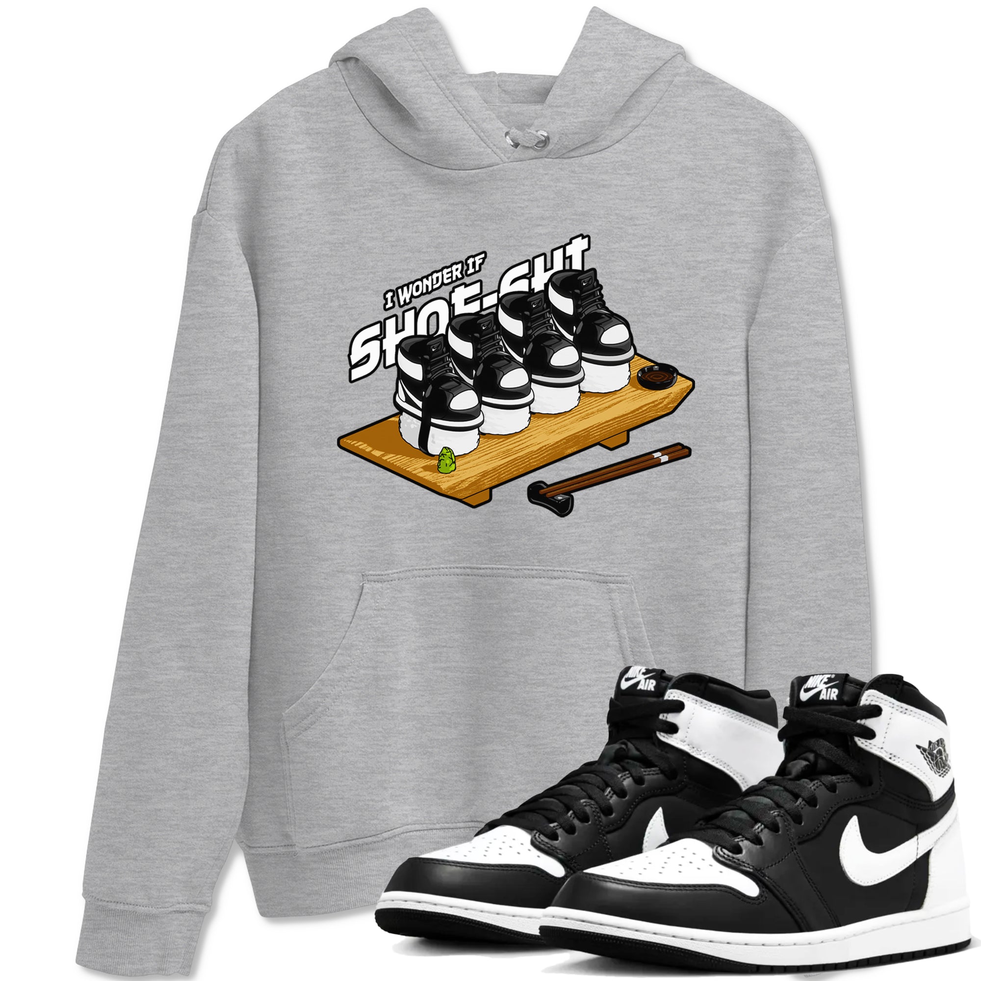 1s Black White shirt to match jordans Shoe-Shi sneaker tees Air Jordan 1 High OG Black White Drip Gear Zone unisex cotton Heather Grey 1 crew neck shirt