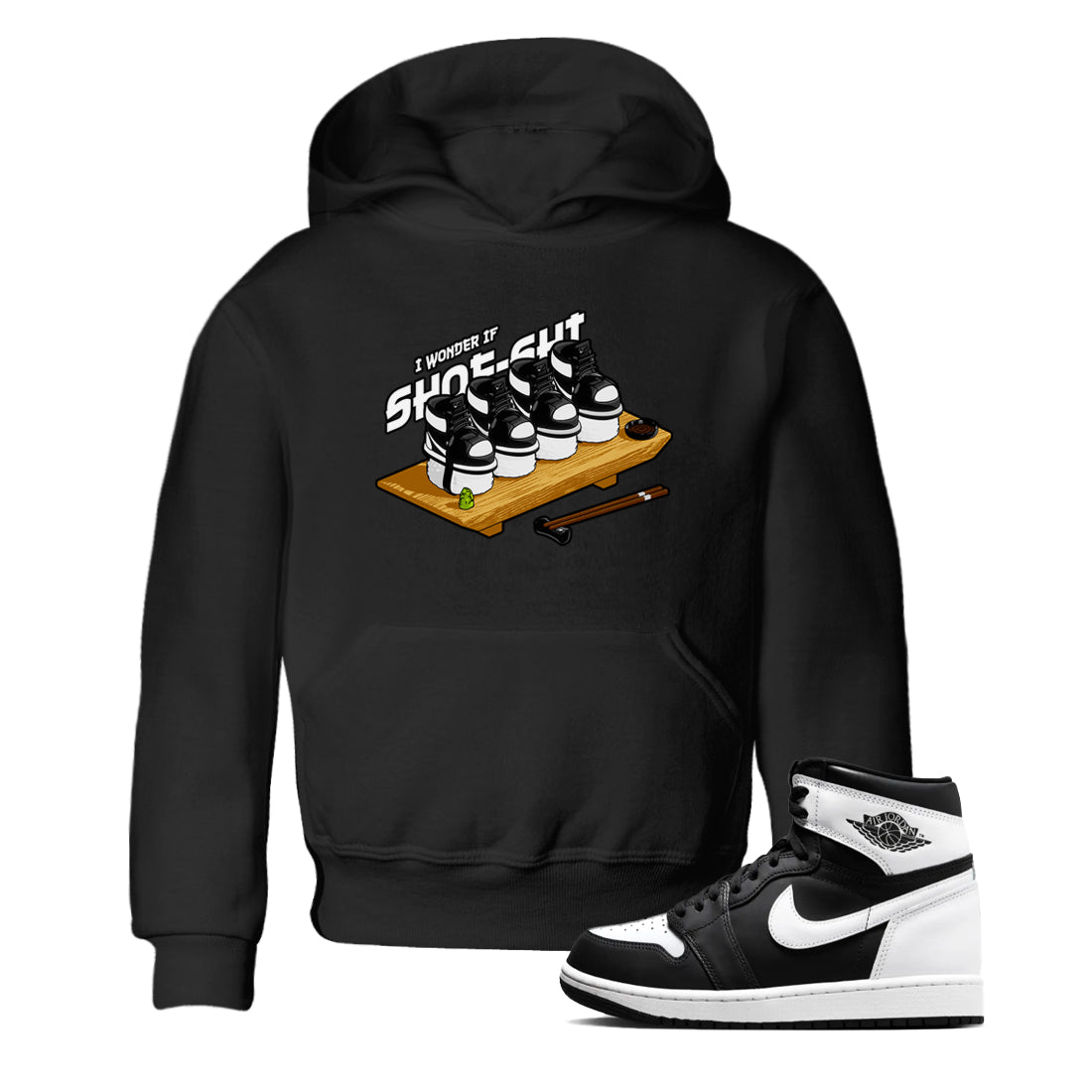 1s Black White shirt to match jordans Shoe-Shi sneaker tees Air Jordan 1 High OG Black White Drip Gear Zone baby toddler Black 1 cotton Shirt