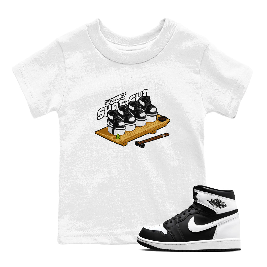 1s Black White shirt to match jordans Shoe-Shi sneaker tees Air Jordan 1 High OG Black White Drip Gear Zone baby toddler White 1 cotton Shirt