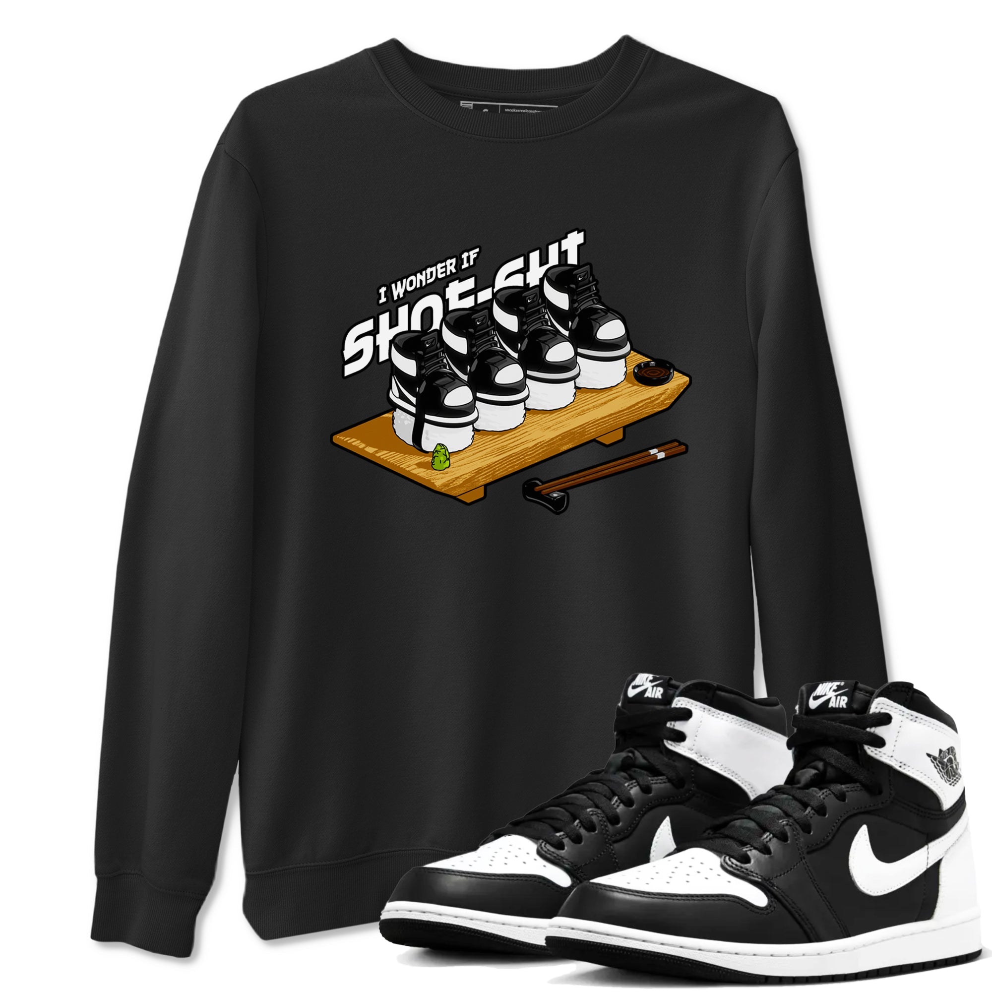 1s Black White shirt to match jordans Shoe-Shi sneaker tees Air Jordan 1 High OG Black White Drip Gear Zone unisex cotton Black 1 crew neck shirt