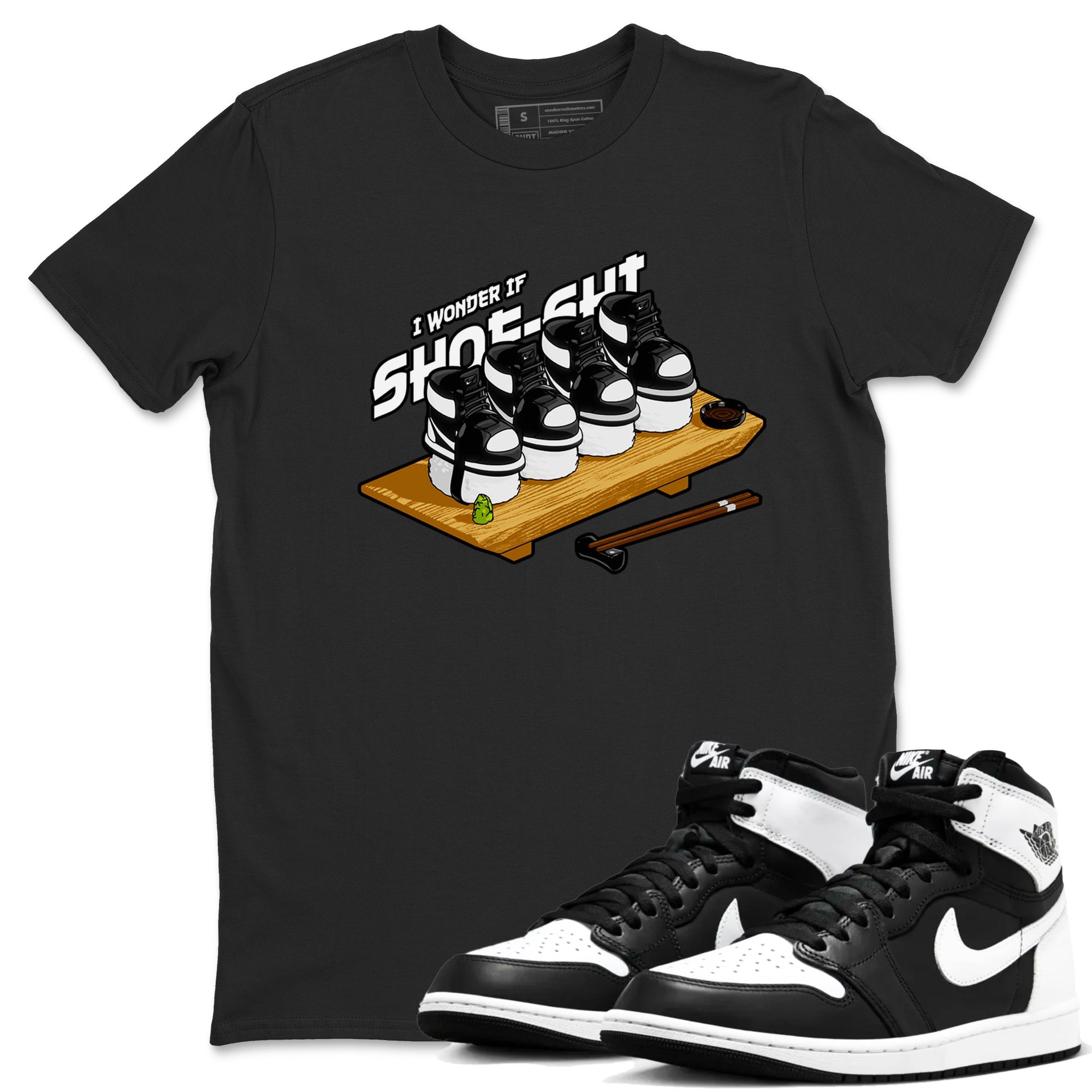 1s Black White shirt to match jordans Shoe-Shi sneaker tees Air Jordan 1 High OG Black White Drip Gear Zone unisex cotton Black 1 crew neck shirt