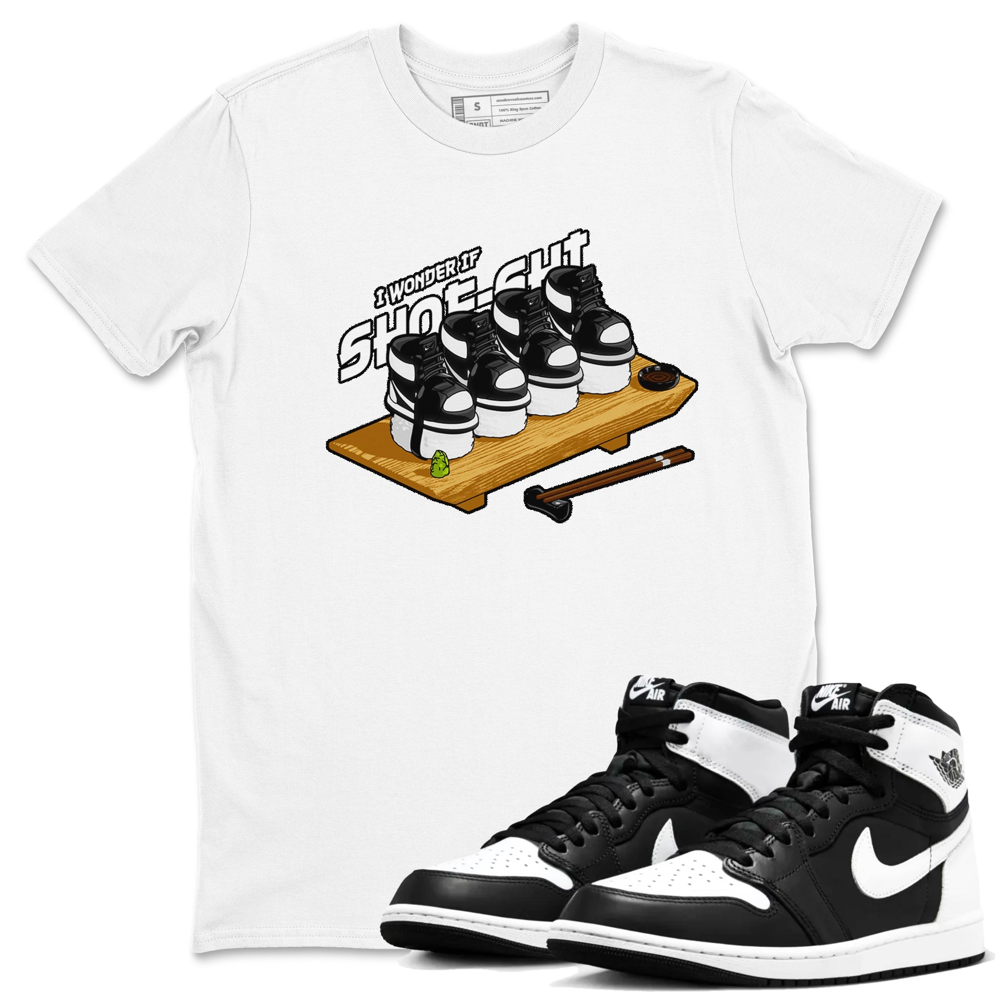 1s Black White shirt to match jordans Shoe-Shi sneaker tees Air Jordan 1 High OG Black White Drip Gear Zone unisex cotton White 1 crew neck shirt