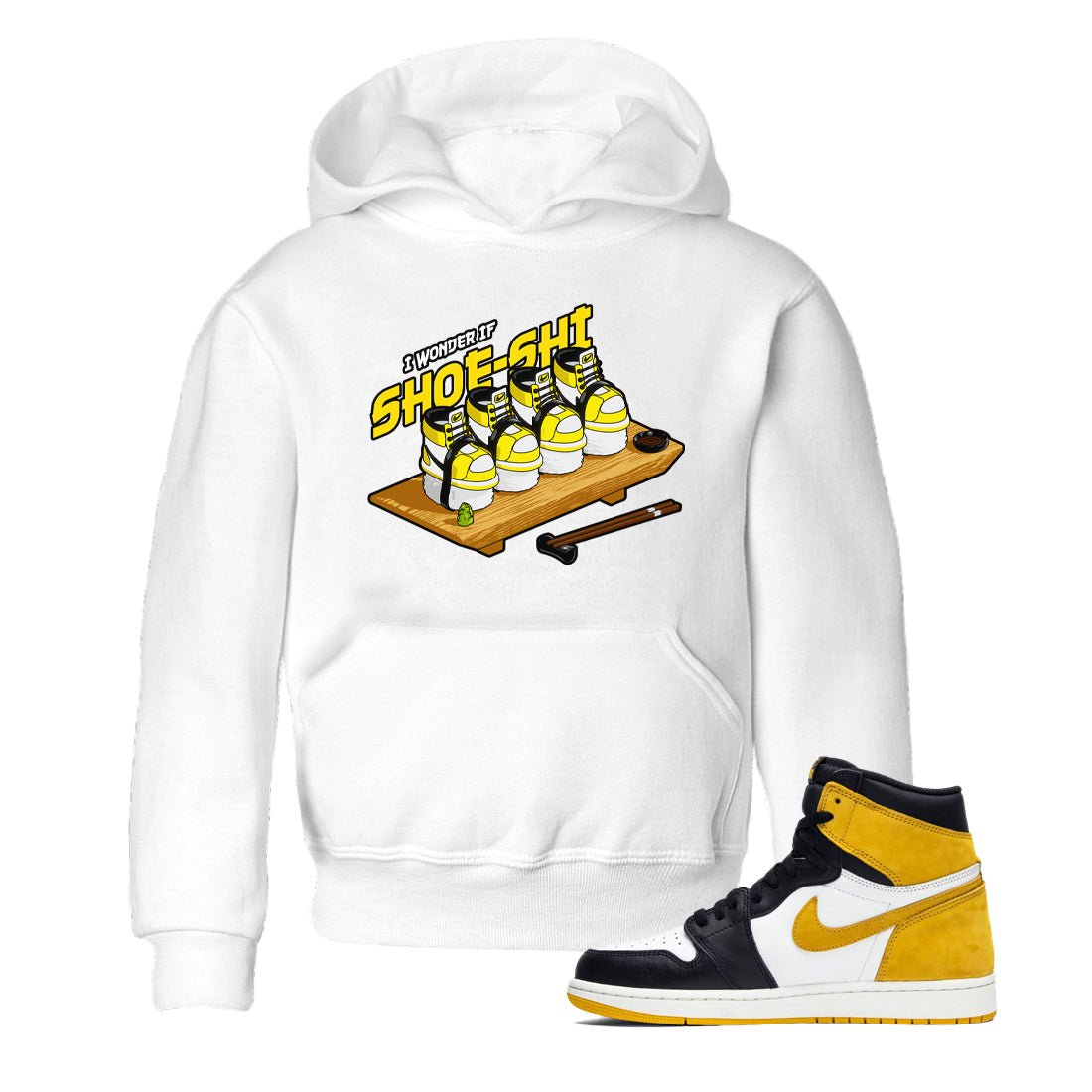 1s Yellow Ochre shirt to match jordans Shoe-Shi sneaker tees streetwear brand Air Jordan 1 Yellow Ochre Drip Gear Zone Brand baby toddler White 1 cotton Shirt