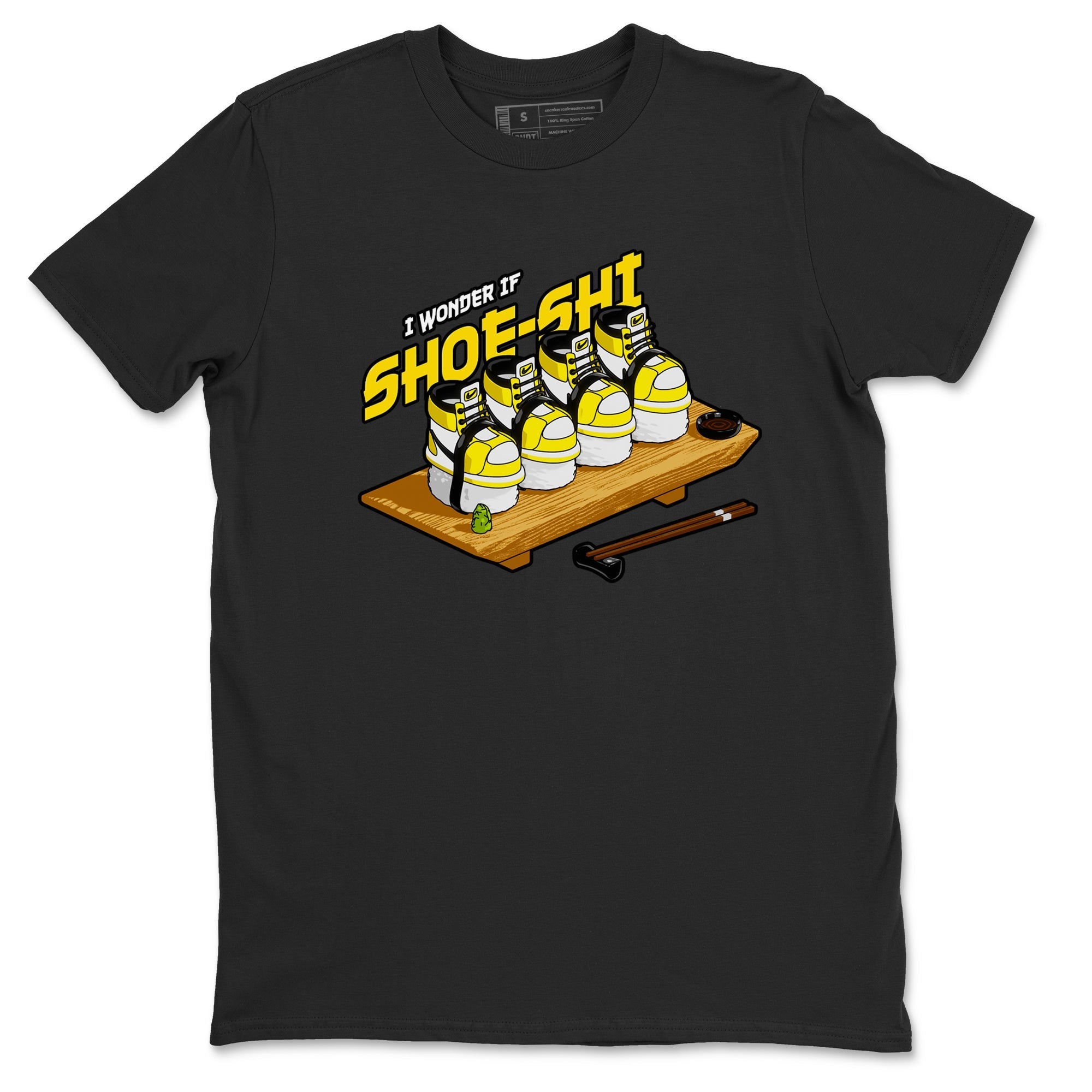 1s Yellow Ochre shirt to match jordans Shoe-Shi sneaker tees streetwear brand Air Jordan 1 Yellow Ochre Drip Gear Zone Brand unisex cotton Black 2 crew neck shirt