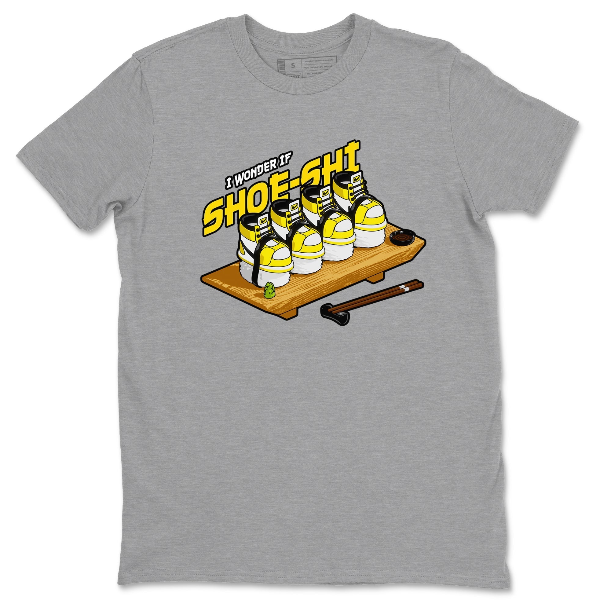 1s Yellow Ochre shirt to match jordans Shoe-Shi sneaker tees streetwear brand Air Jordan 1 Yellow Ochre Drip Gear Zone Brand unisex cotton Heather Grey 2 crew neck shirt