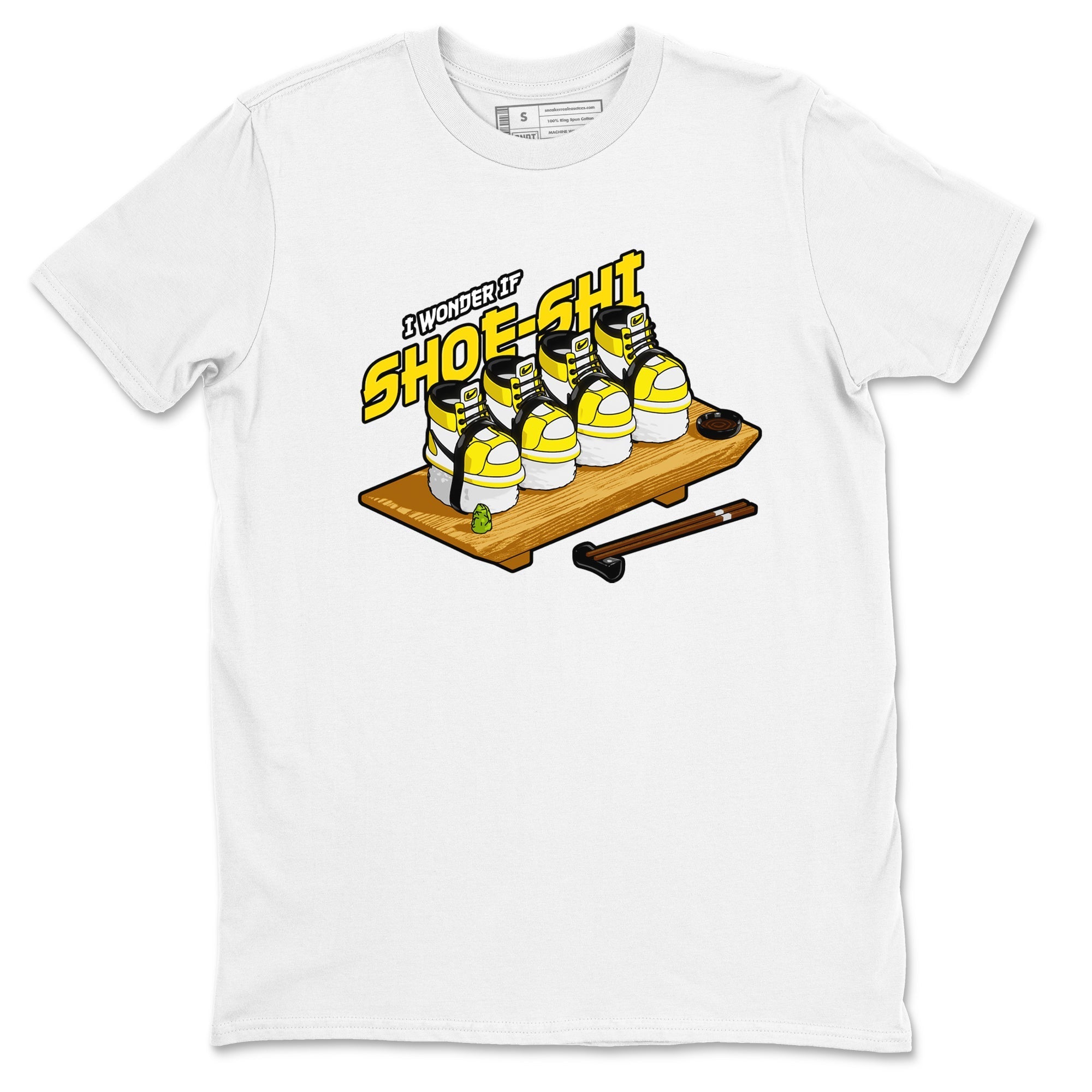 1s Yellow Ochre shirt to match jordans Shoe-Shi sneaker tees streetwear brand Air Jordan 1 Yellow Ochre Drip Gear Zone Brand unisex cotton White 2 crew neck shirt