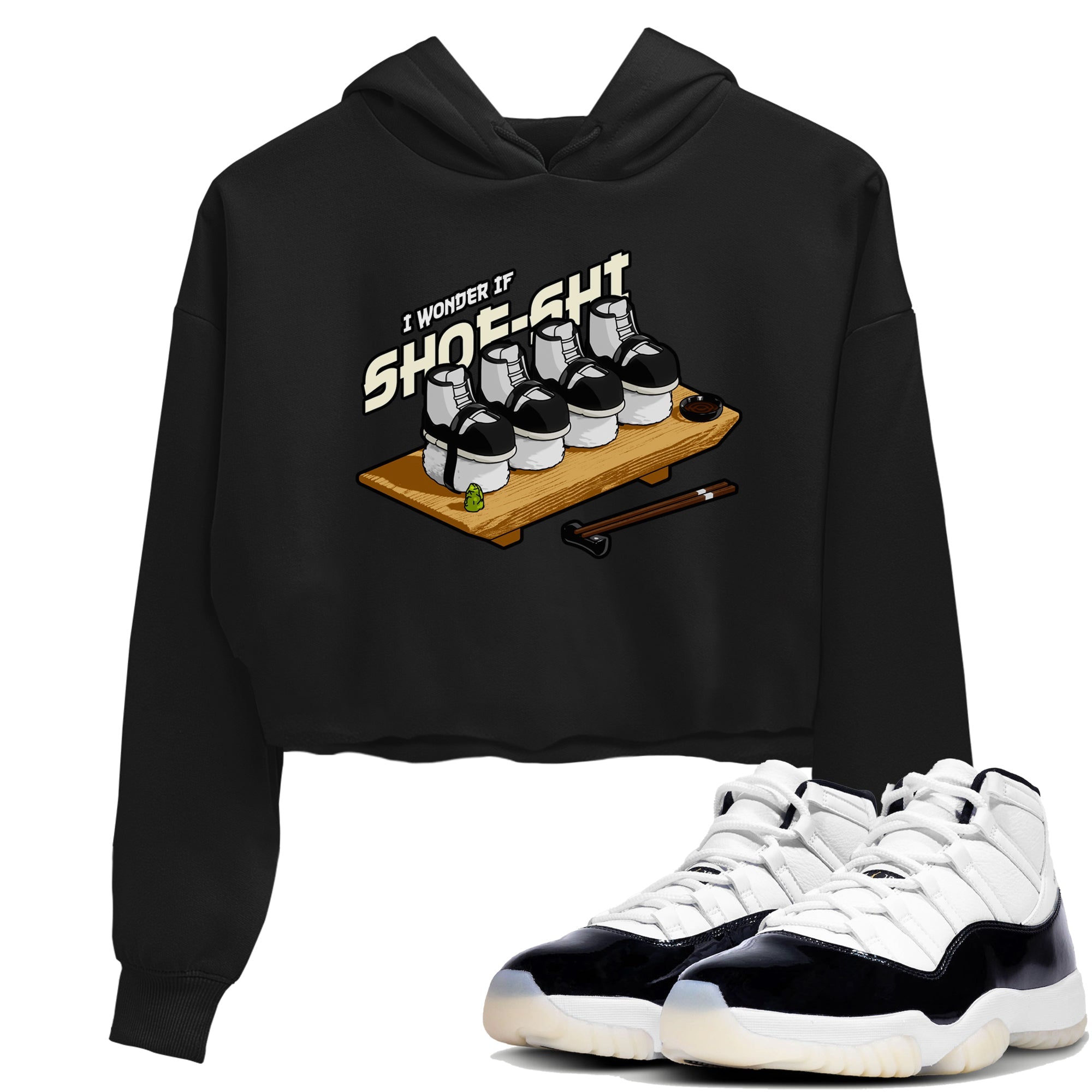 Air Jordan 11 Gratitude shirt to match jordans Shoe-Shi sneaker tees AJ11 Gratitude Drip Gear Zone Black 1 Crop T-Shirt