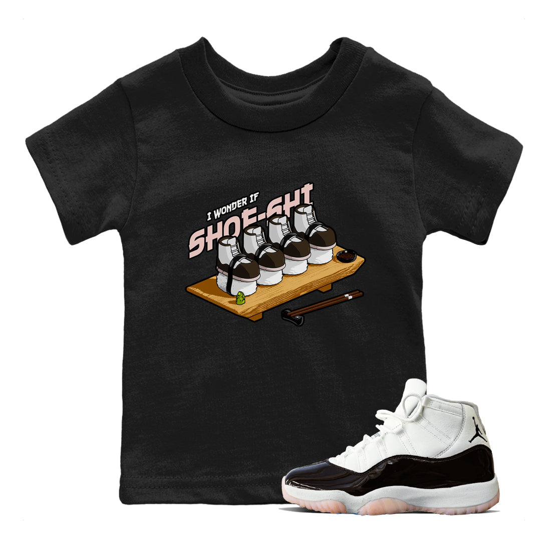 Air Jordan 11 Neapolitan shirt to match jordans Shoe-Shi sneaker matching t-shirts and clothing AJ11 Neapolitan Drip Gear Zone Youth Kids Toddler Black 1 T-Shirt