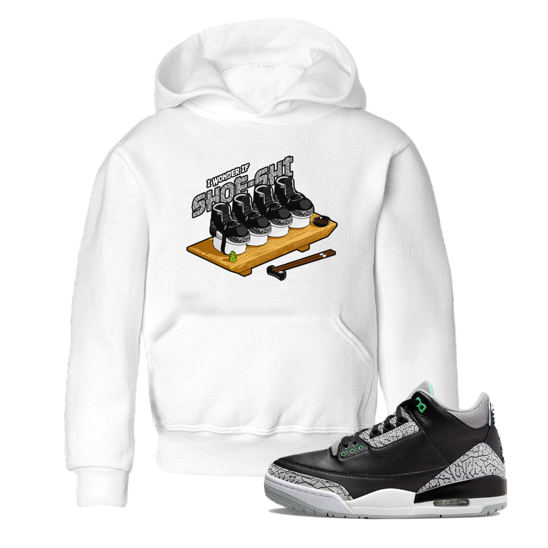 3s Green Glow shirt to match jordans Shoe-Shi sneaker tees Air Jordan 3 Green Glow Drip Gear Zone baby toddler White 1 cotton Shirt