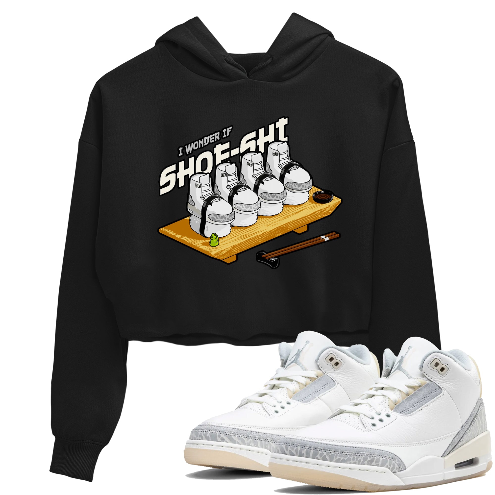 3s Ivory shirt to match jordans Shoe-Shi sneaker tees Air Jordan 3 Ivory Drip Gear Zone Black 1 crop length shirt