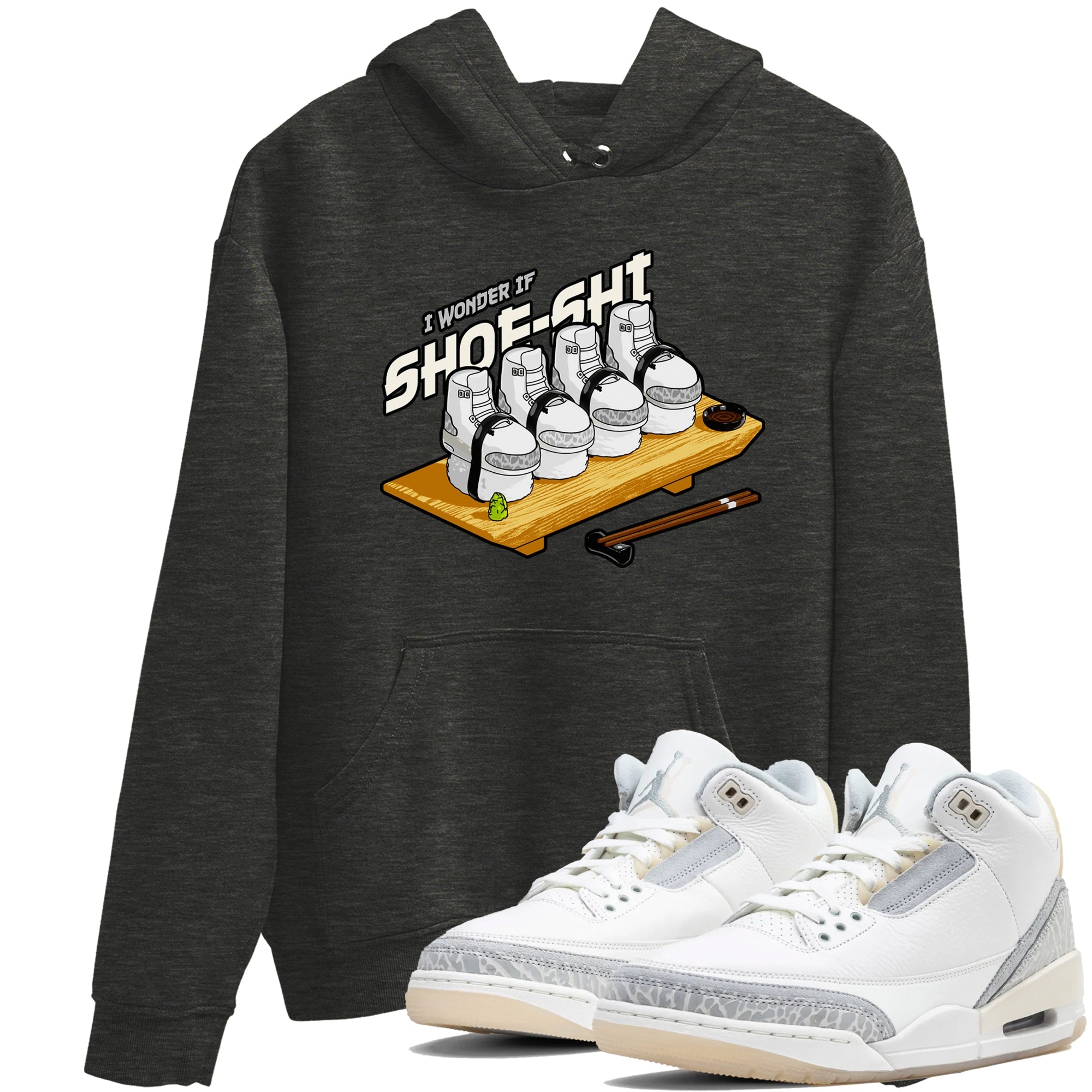 3s Ivory shirt to match jordans Shoe-Shi sneaker tees Air Jordan 3 Ivory Drip Gear Zone unisex cotton Charcoal Heather 1 crew neck shirt