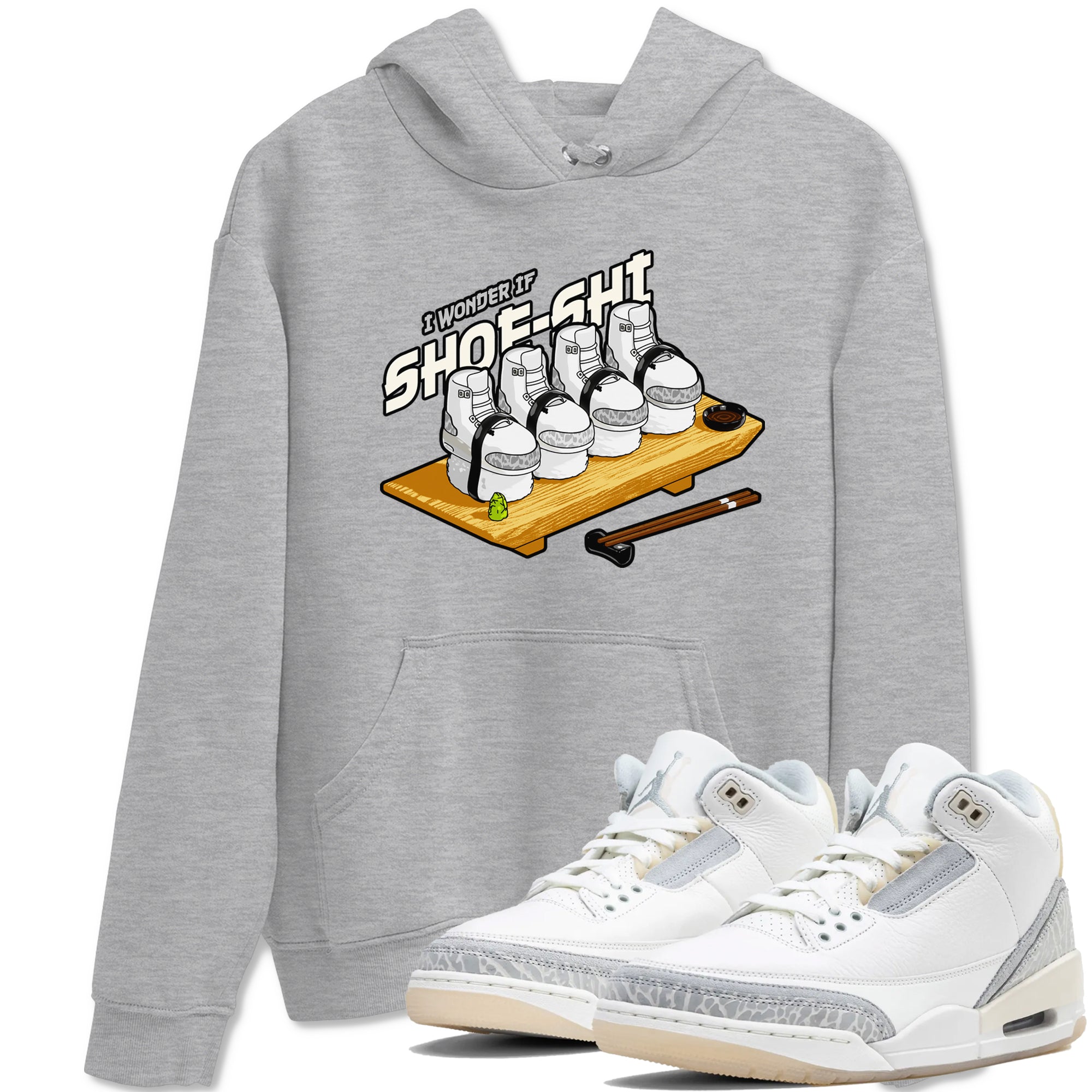 3s Ivory shirt to match jordans Shoe-Shi sneaker tees Air Jordan 3 Ivory Drip Gear Zone unisex cotton Heather Grey 1 crew neck shirt