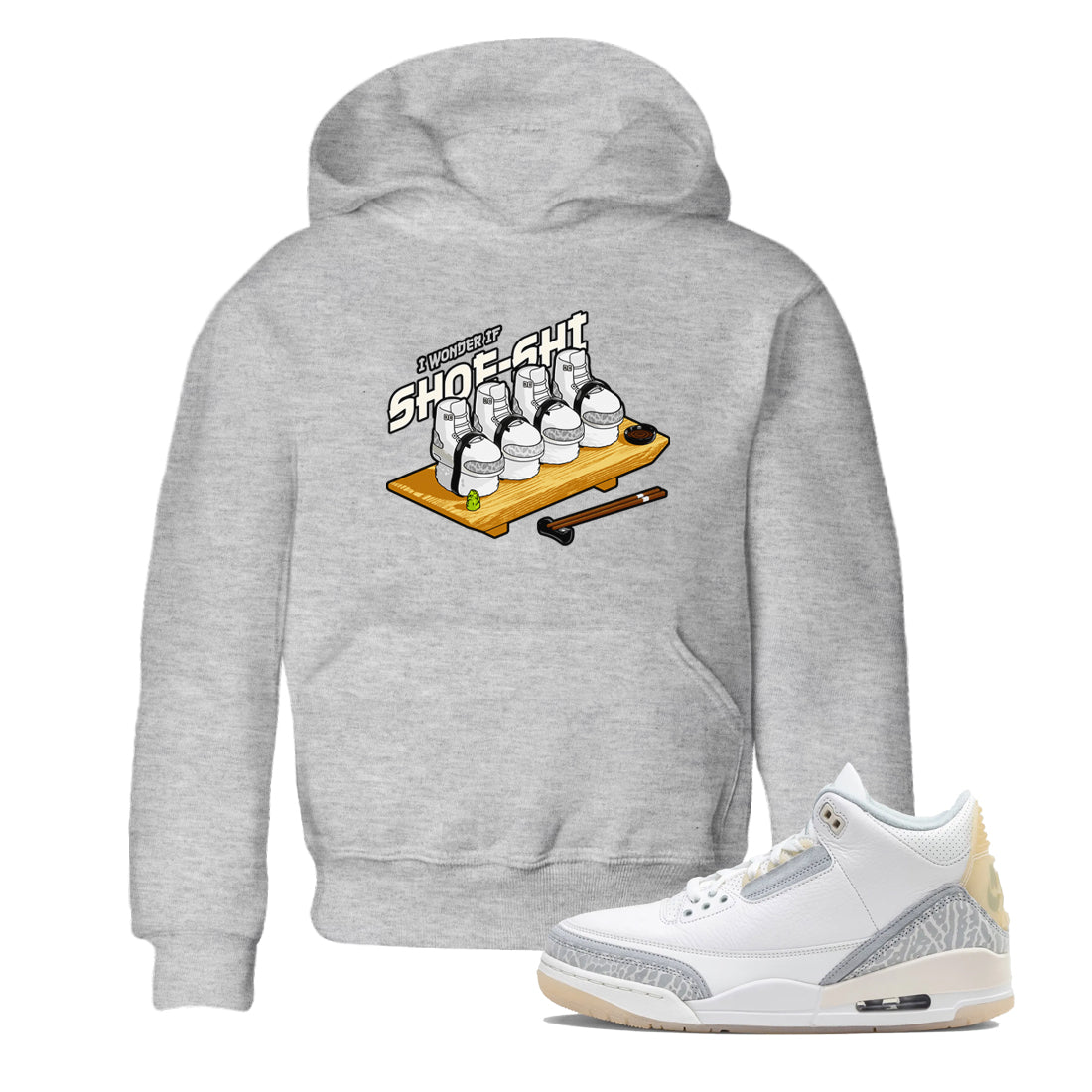 3s Ivory shirt to match jordans Shoe-Shi sneaker tees Air Jordan 3 Ivory Drip Gear Zone baby toddler Heather Grey 1 cotton Shirt