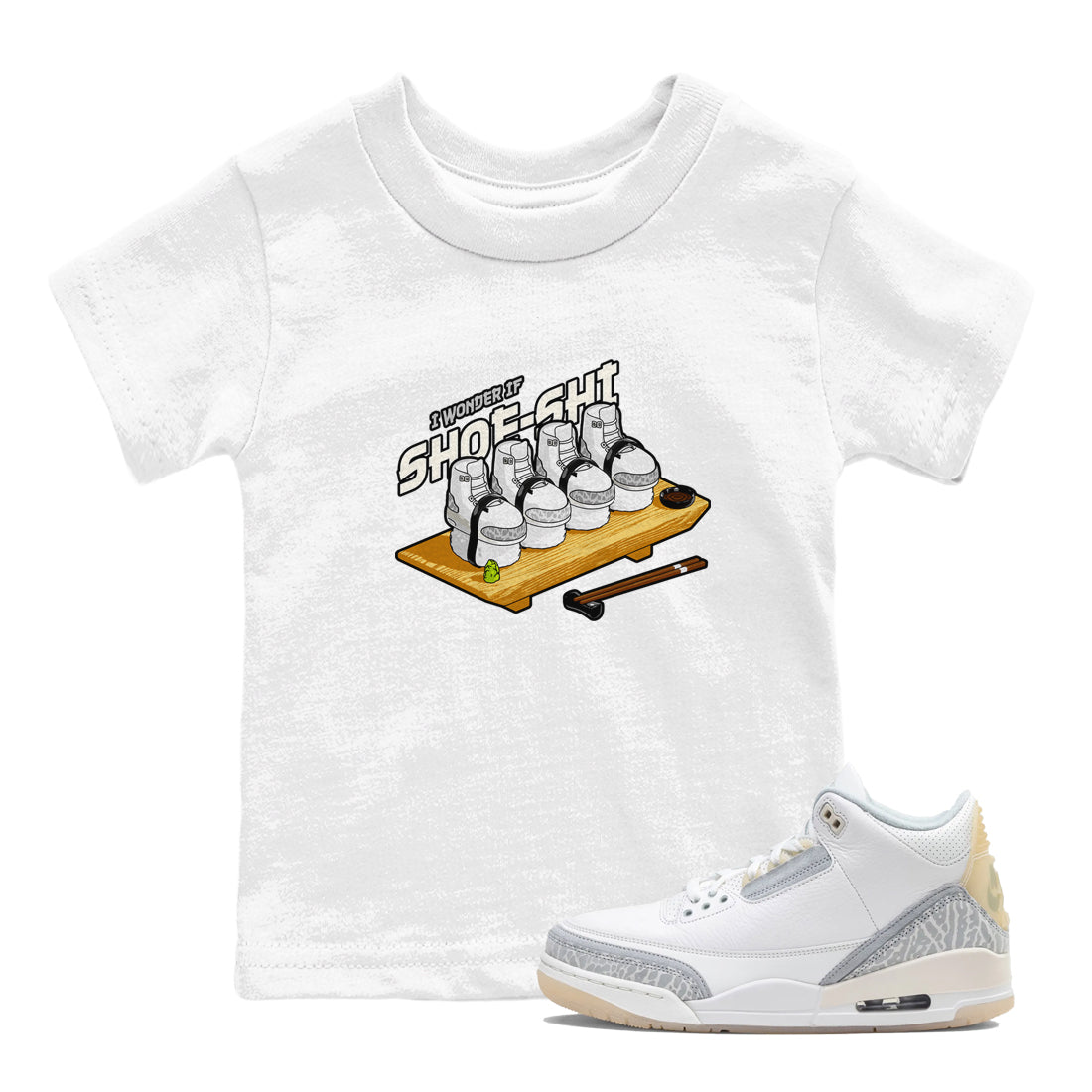 3s Ivory shirt to match jordans Shoe-Shi sneaker tees Air Jordan 3 Ivory Drip Gear Zone baby toddler White 1 cotton Shirt