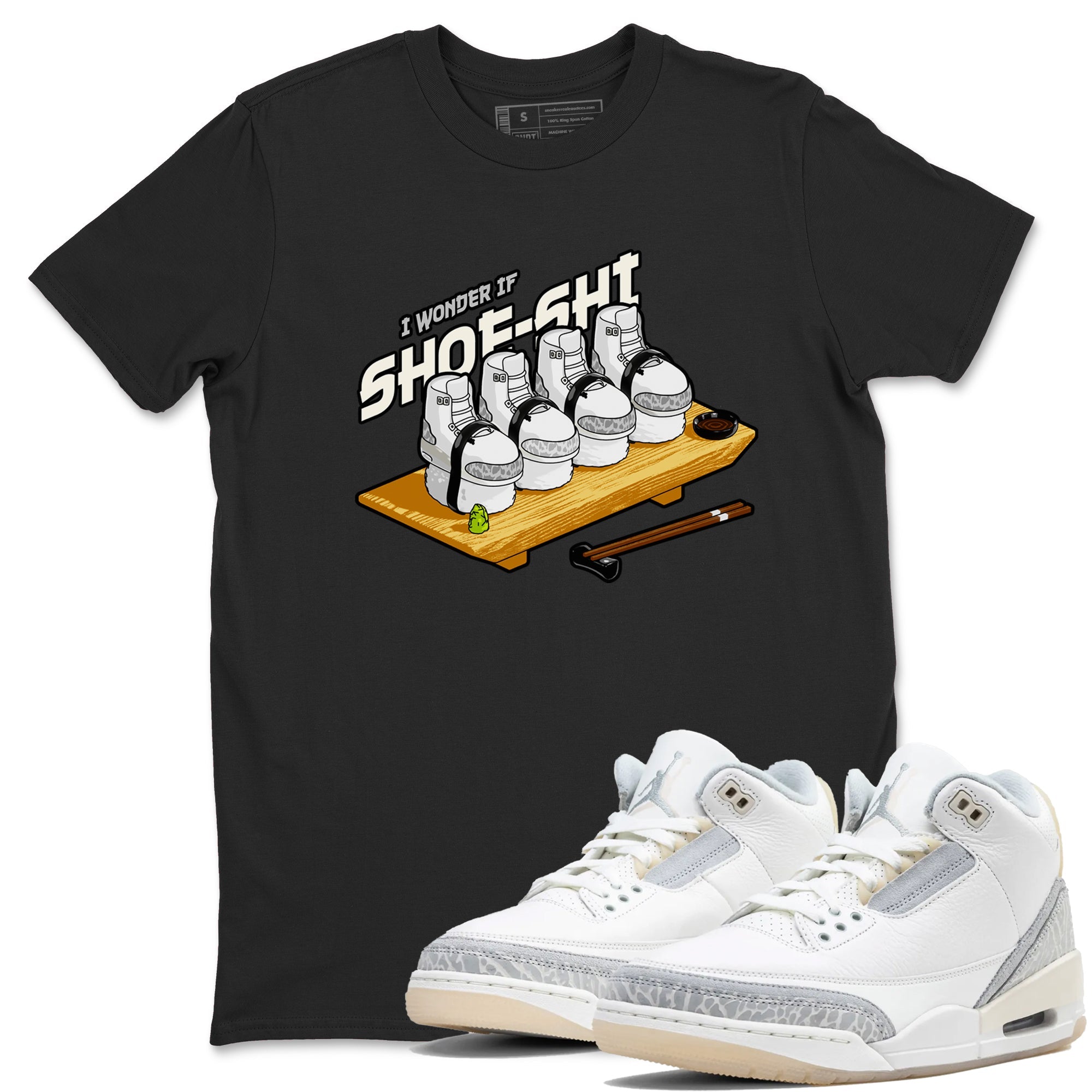 3s Ivory shirt to match jordans Shoe-Shi sneaker tees Air Jordan 3 Ivory Drip Gear Zone unisex cotton Black 1 crew neck shirt