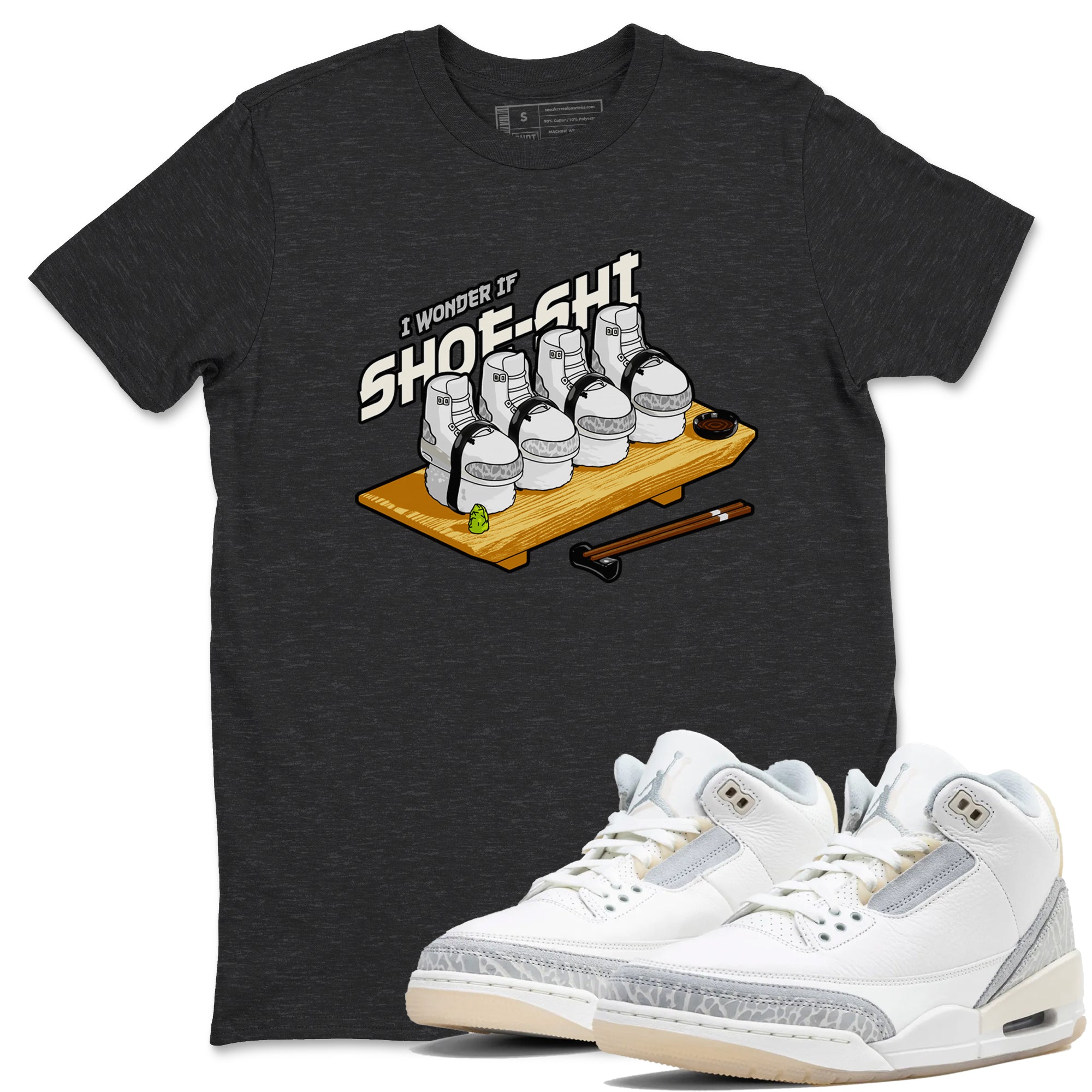 3s Ivory shirt to match jordans Shoe-Shi sneaker tees Air Jordan 3 Ivory Drip Gear Zone unisex cotton Charcoal Heather 1 crew neck shirt