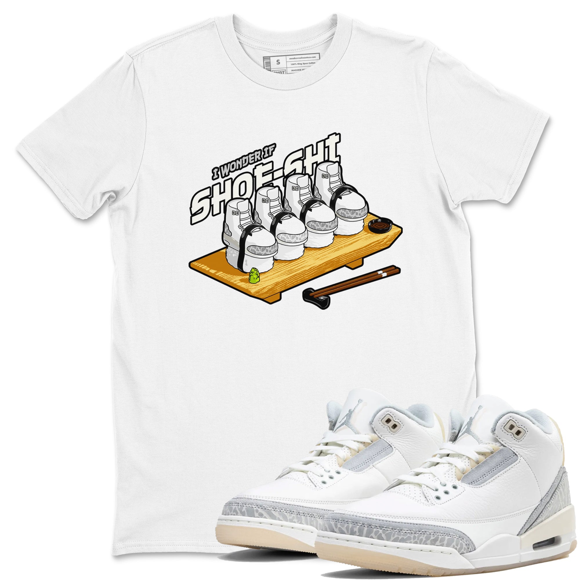3s Ivory shirt to match jordans Shoe-Shi sneaker tees Air Jordan 3 Ivory Drip Gear Zone unisex cotton White 1 crew neck shirt