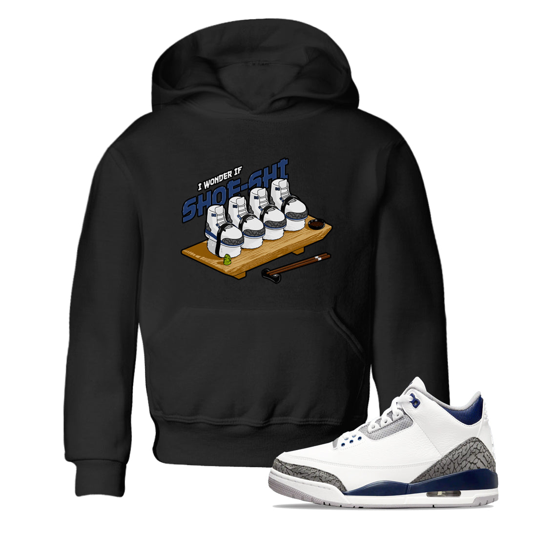 3s Midnight Navy shirt to match jordans Shoe-Shi sneaker match t-shirt AJ3 Midnight Navy Drip Gear Zone baby toddler Black 1 Crew Neck T-Shirt