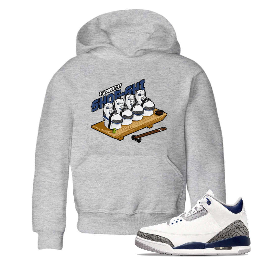 3s Midnight Navy shirt to match jordans Shoe-Shi sneaker match t-shirt AJ3 Midnight Navy Drip Gear Zone baby toddler Heather Grey 1 Crew Neck T-Shirt