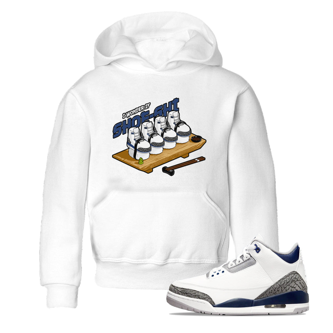 3s Midnight Navy shirt to match jordans Shoe-Shi sneaker match t-shirt AJ3 Midnight Navy Drip Gear Zone baby toddler White 1 Crew Neck T-Shirt