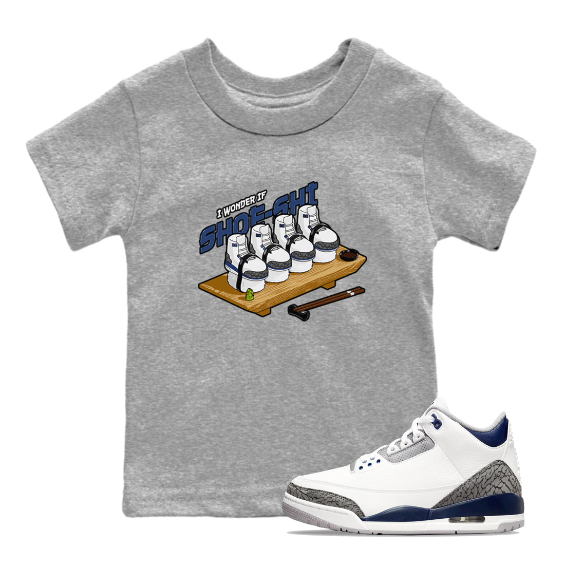3s Midnight Navy shirt to match jordans Shoe-Shi sneaker match t-shirt AJ3 Midnight Navy Drip Gear Zone baby toddler Heather Grey 1 Crew Neck T-Shirt
