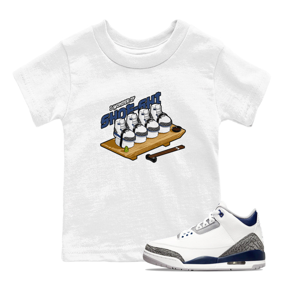 3s Midnight Navy shirt to match jordans Shoe-Shi sneaker match t-shirt AJ3 Midnight Navy Drip Gear Zone baby toddler White 1 Crew Neck T-Shirt