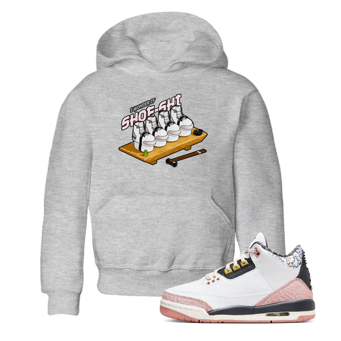 Air Jordan 3 GS Vintage Floral shirt to match jordans Shoe-Shi sneaker tees Air Jordan 3 Vintage Floral Drip Gear Zone baby toddler Heather Grey 1 cotton Shirt