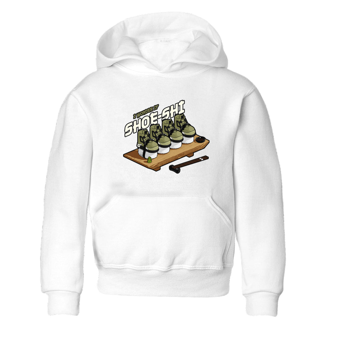 Air Jordan 4 Medium Olive shirt to match jordans streetwear brand Shoe-Shi sneaker tees AJ4 Medium Olive Drip Gear Zone Baby Toddler White 2 T-Shirt