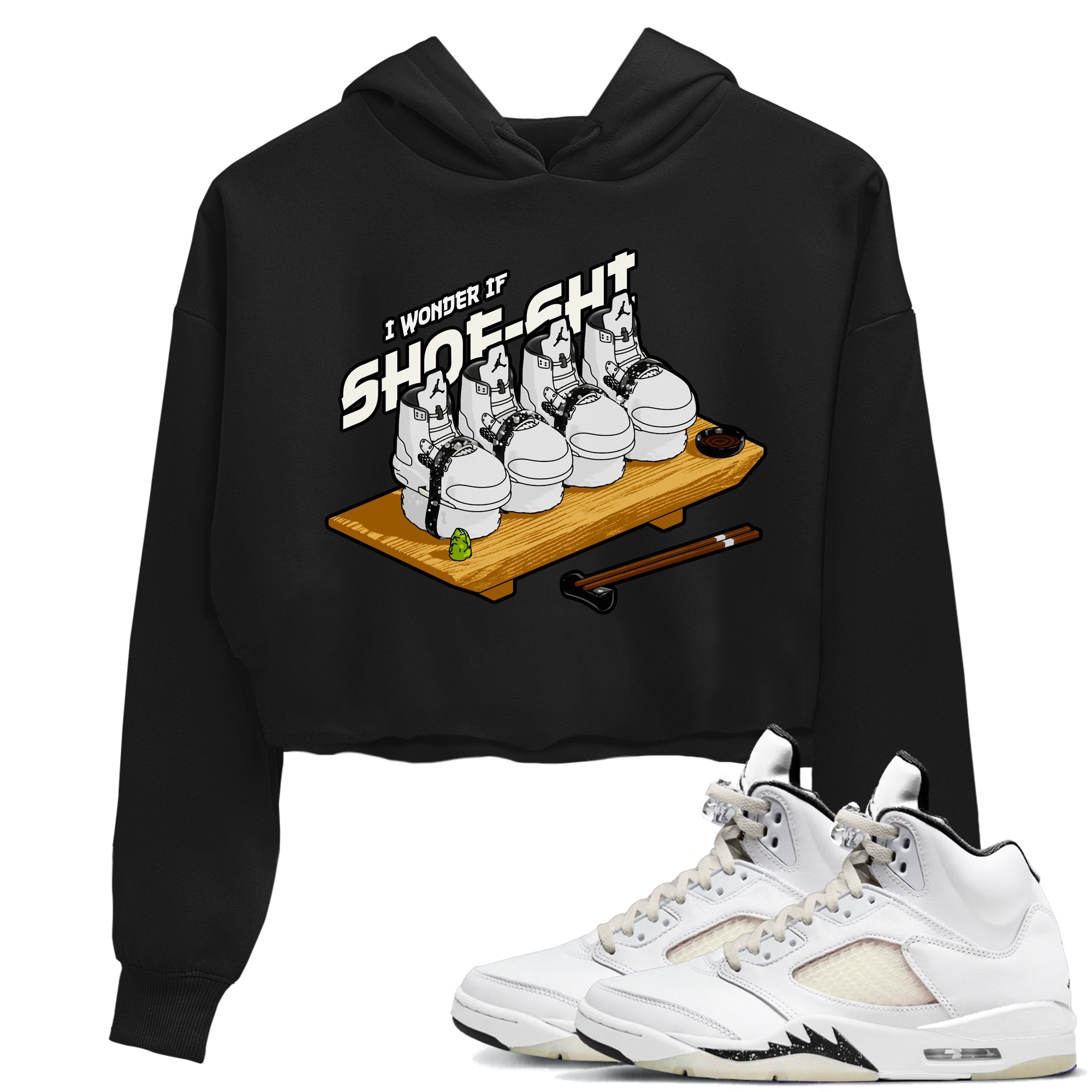5s Sail shirt to match jordans Shoe-Shi sneaker tees Air Jordan 5 Sail Drip Gear Zone Black 1 crop length shirt