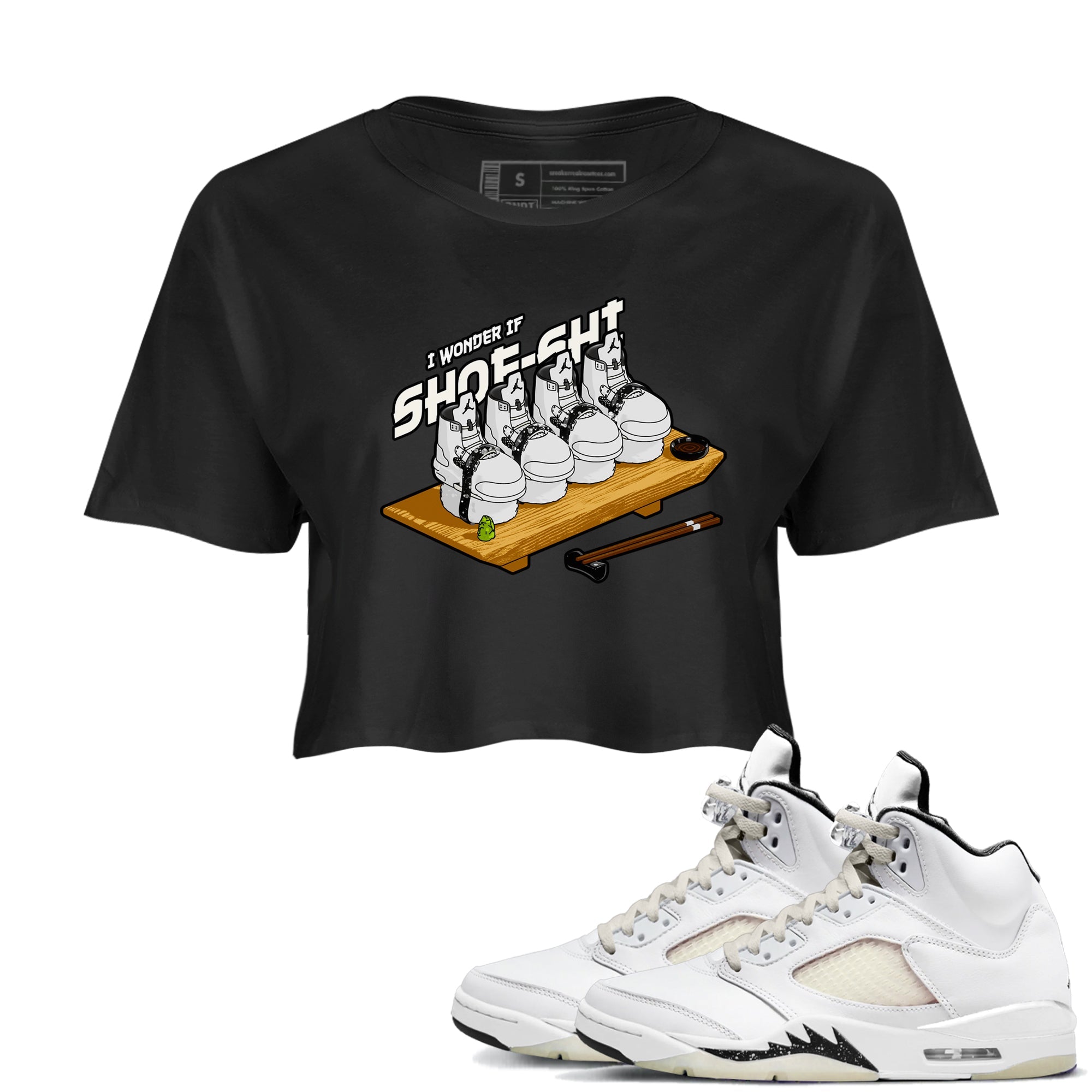 5s Sail shirt to match jordans Shoe-Shi sneaker tees Air Jordan 5 Sail Drip Gear Zone Black 1 crop length shirt
