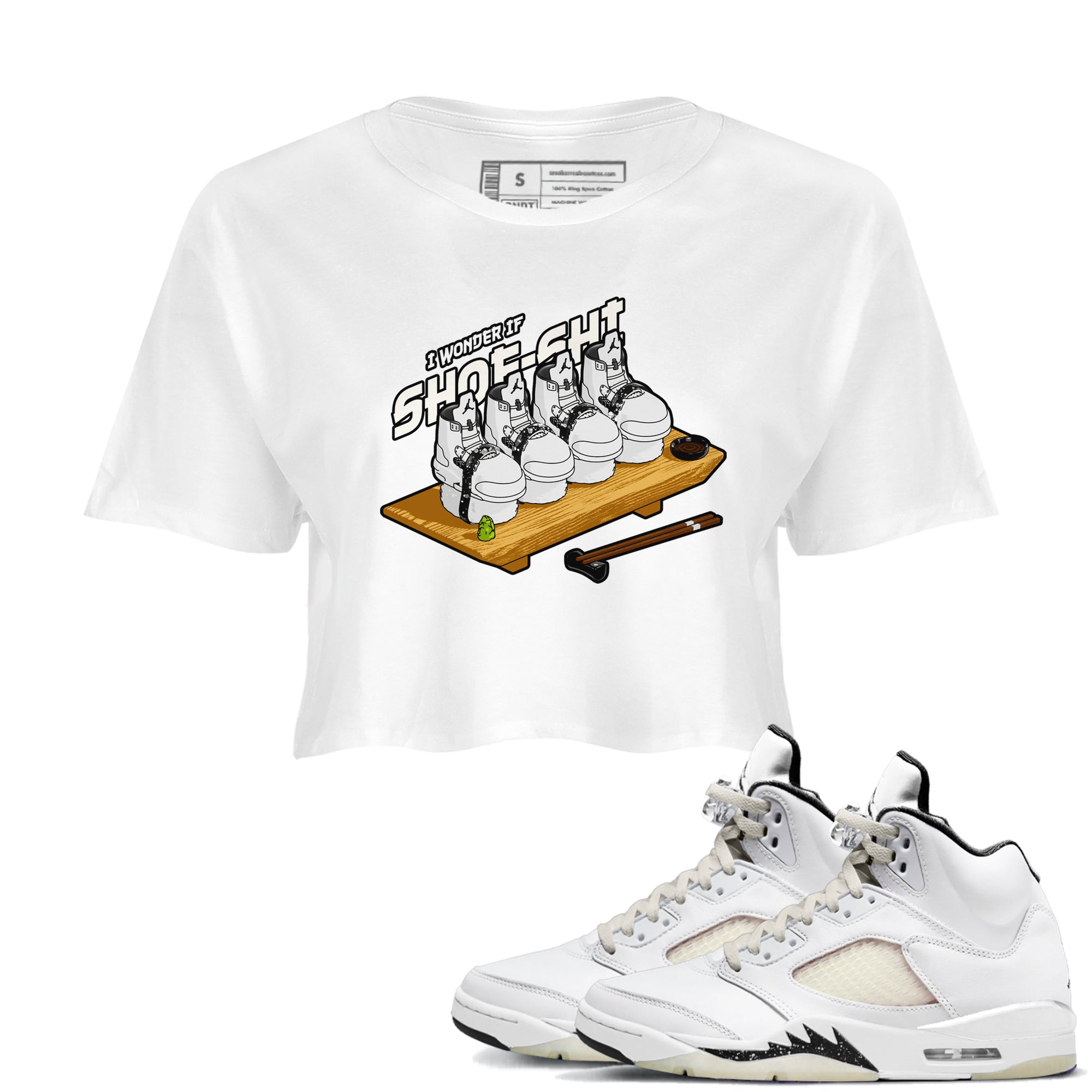 5s Sail shirt to match jordans Shoe-Shi sneaker tees Air Jordan 5 Sail Drip Gear Zone White 1 crop length shirt