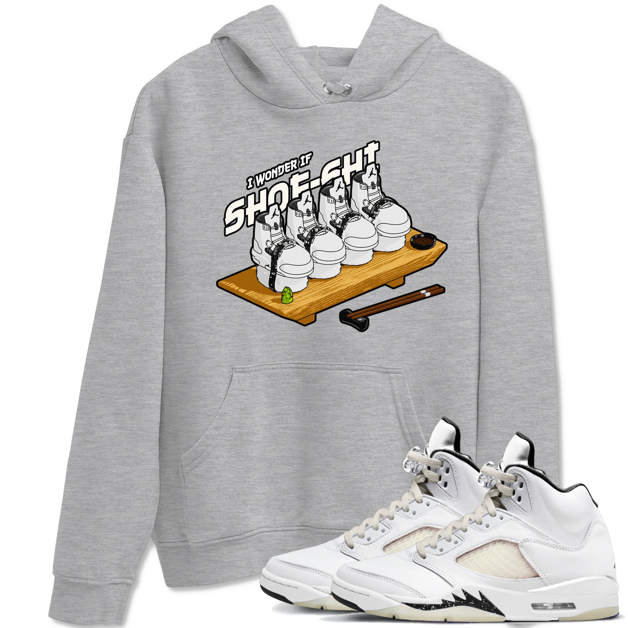 5s Sail shirt to match jordans Shoe-Shi sneaker tees Air Jordan 5 Sail Drip Gear Zone unisex cotton Heather Grey 1 crew neck shirt