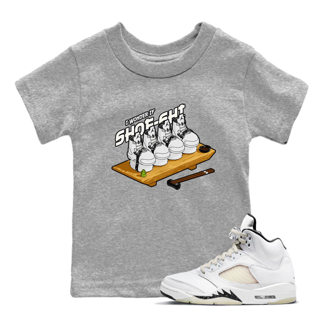 5s Sail shirt to match jordans Shoe-Shi sneaker tees Air Jordan 5 Sail Drip Gear Zone baby toddler Heather Grey 1 cotton Shirt