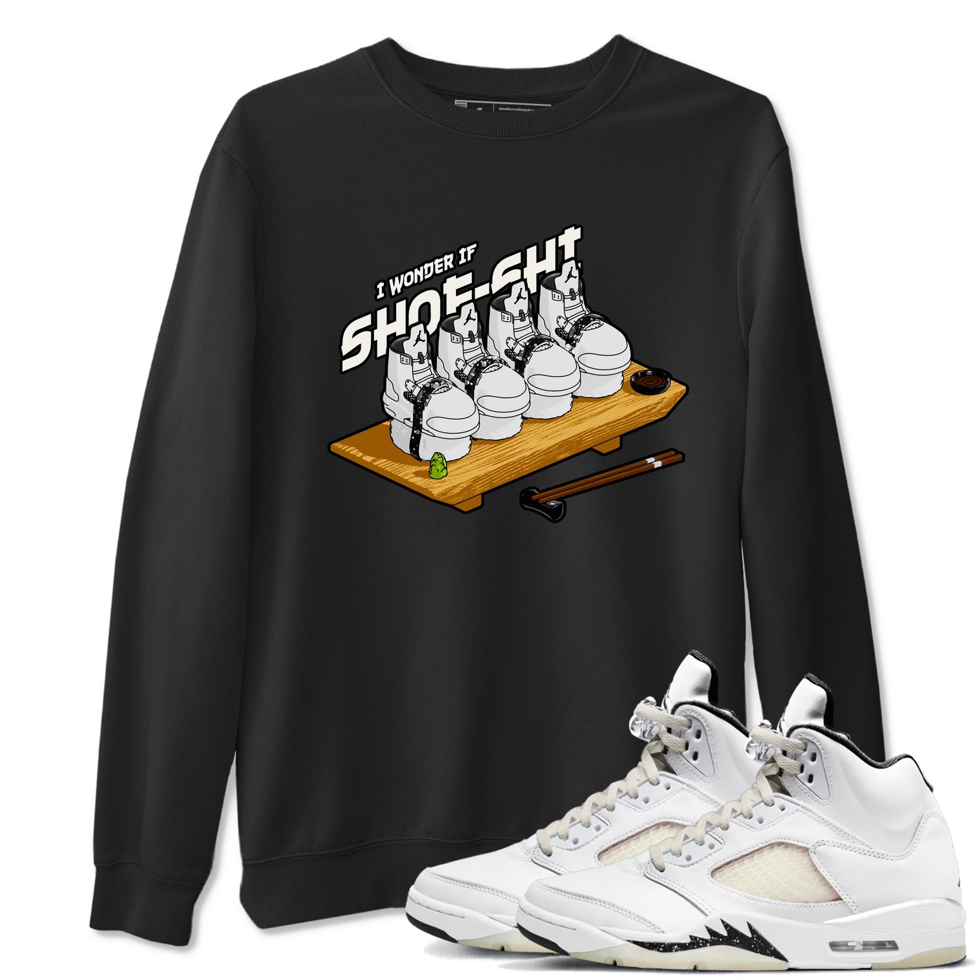 5s Sail shirt to match jordans Shoe-Shi sneaker tees Air Jordan 5 Sail Drip Gear Zone unisex cotton Black 1 crew neck shirt