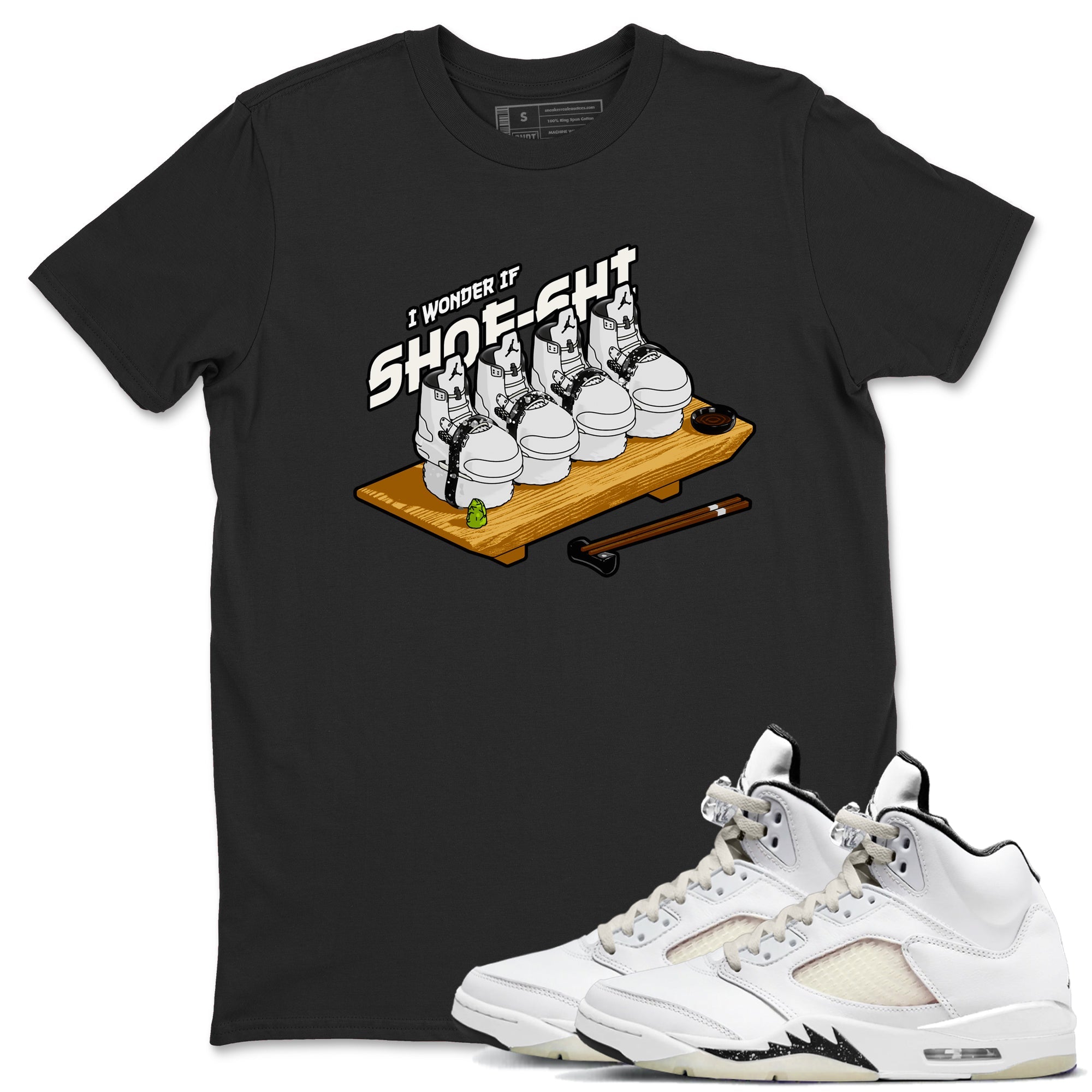 5s Sail shirt to match jordans Shoe-Shi sneaker tees Air Jordan 5 Sail Drip Gear Zone unisex cotton Black 1 crew neck shirt